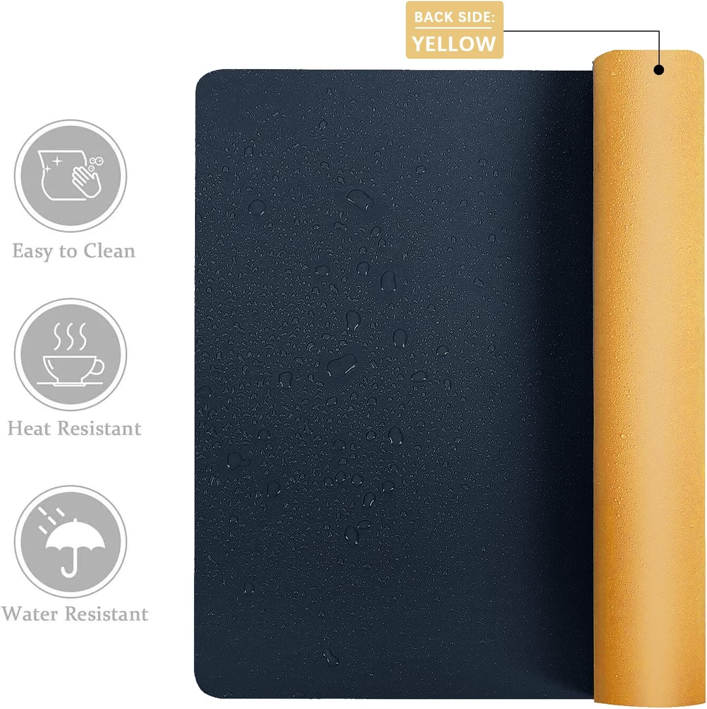 Desk Mat Large Protector Pad For Home, Office - Smooth Surface Soft Multifunctional Dual-Sided Desk Mouse Pad For Desktop, Waterproof, PU Leather (Dark Blue, 23.6" x 13.7")