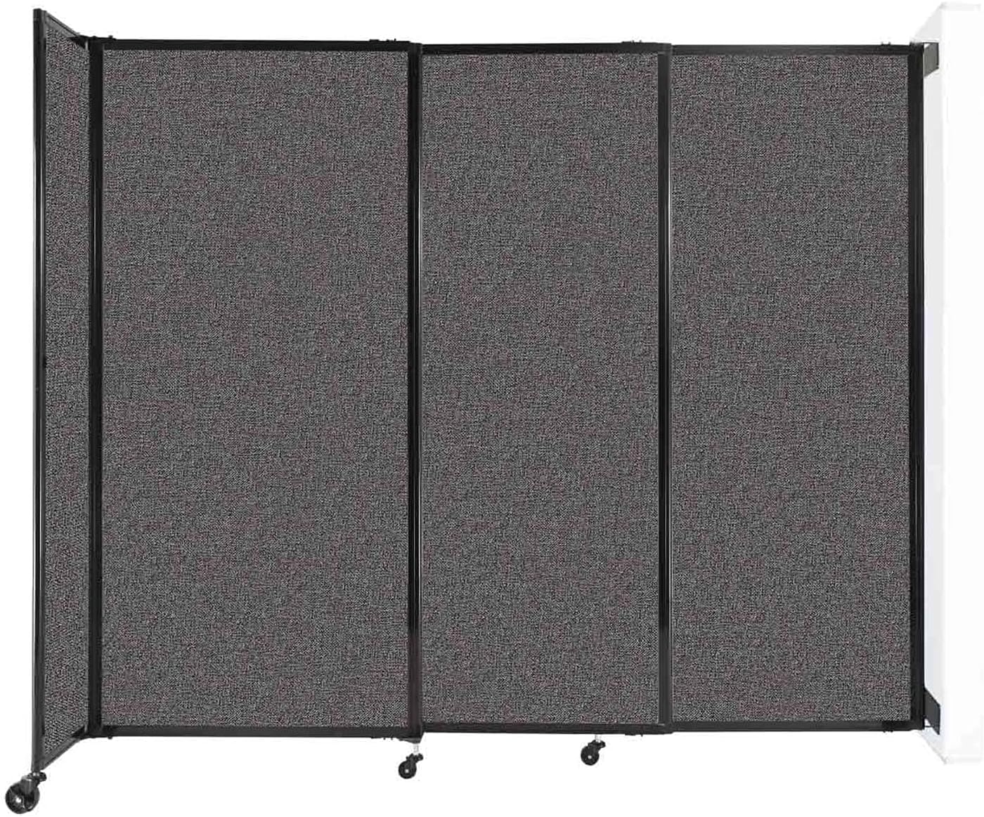 Wall-Mounted Sliding StraightWall Room Divider | Adjustable Widths | Locking Wheels | Room Separator | Up to 7'2" Wide x 6' Tall Charcoal Gray Fabric Panels