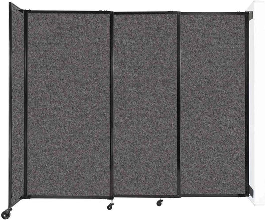 Wall-Mounted Sliding StraightWall Room Divider | Adjustable Widths | Locking Wheels | Room Separator | Up to 7'2" Wide x 6' Tall Charcoal Gray Fabric Panels