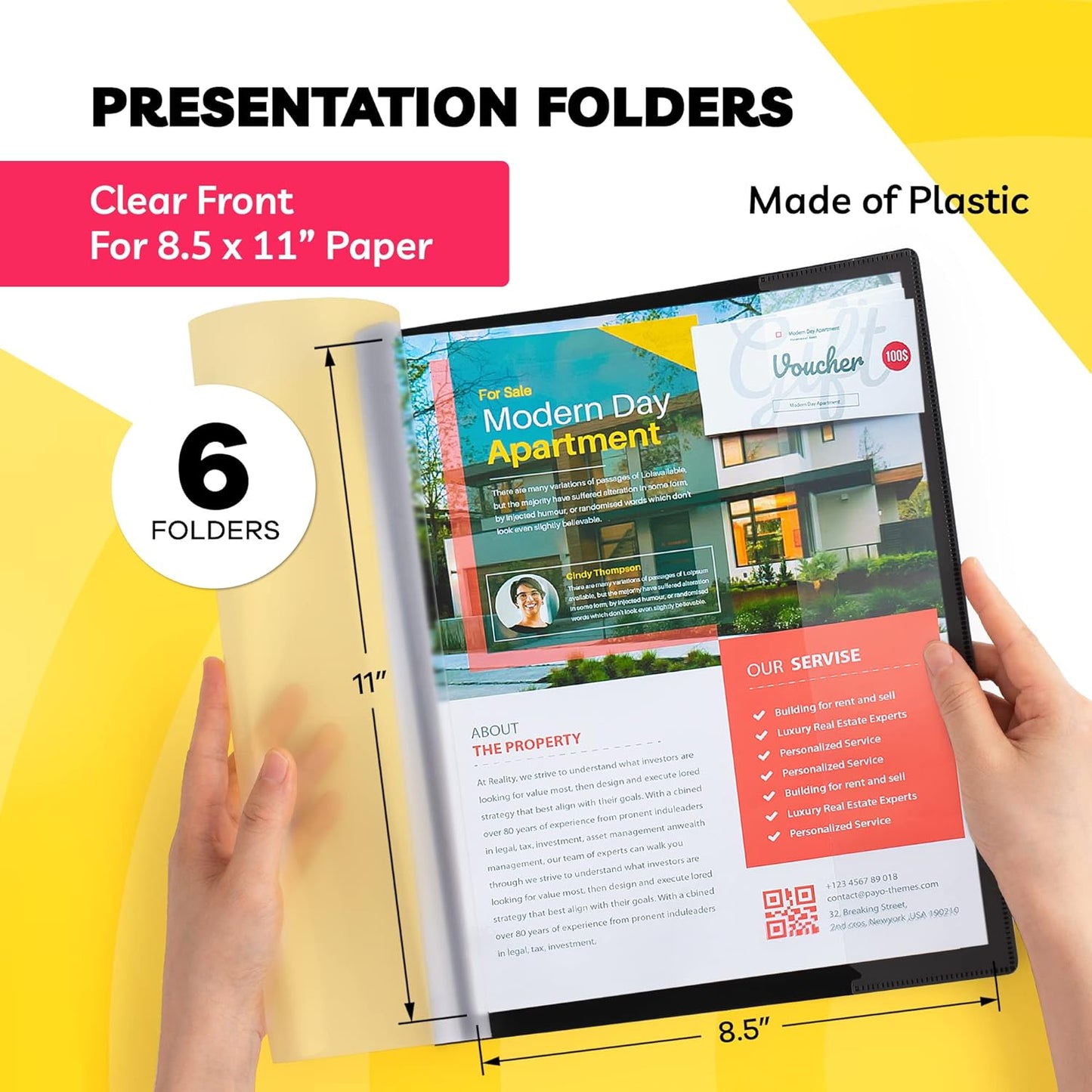 Report Covers - (Set of 6), 8.5 x 11 Letter Size, by Paper Plan, Clear Front Folders - Ideal for Presentations, Resumes & Keeping Your Documents Neat and Professional