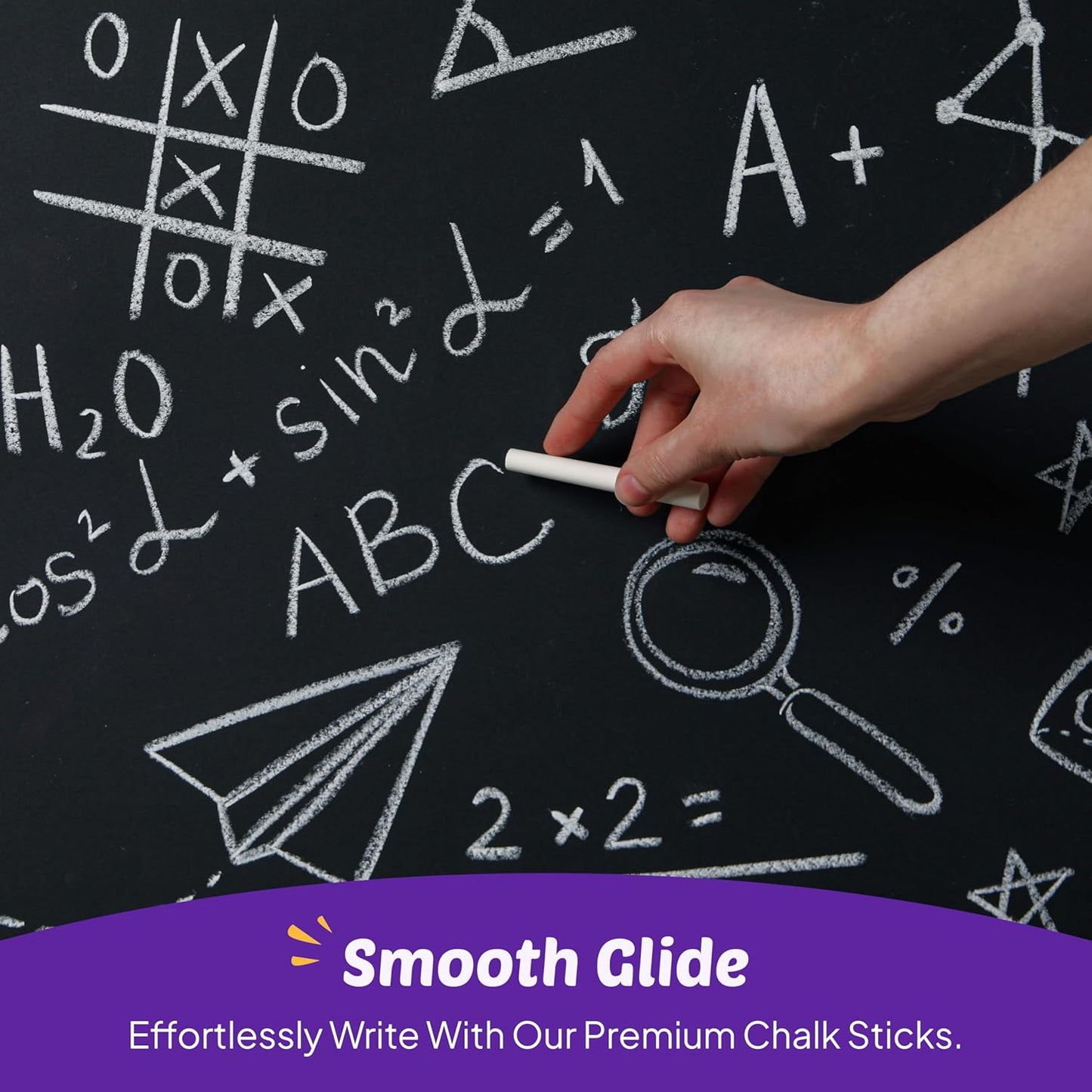 kedudes White Chalk - Chalkboard Chalk for Classrooms and Home - 24 Sticks of Dustless Chalk - Smooth Writing, Easy Cleanup - Suitable for Kids, Teachers, and Creative Spaces - 2 Boxes