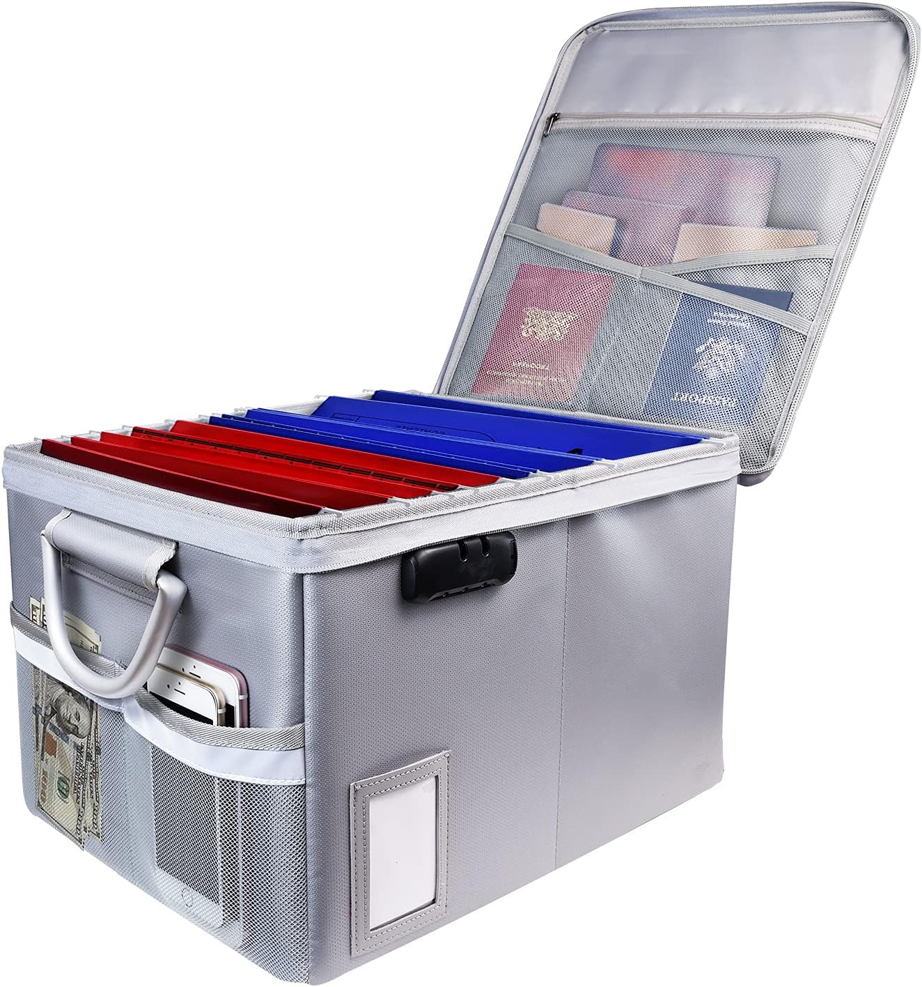 TOMKID Fireproof File Cabinet with Lock, Fireproof Document Organizer Collapsible File Box Filing Cabinet with Handle for Letter Legal Folder Certifications