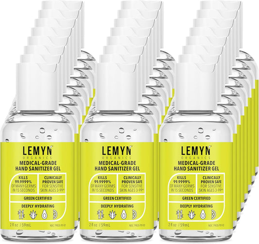 Medical Grade Hand Sanitizer Gel - 97% ORGANIC - 2 FL.OZ. (PACK OF 24)