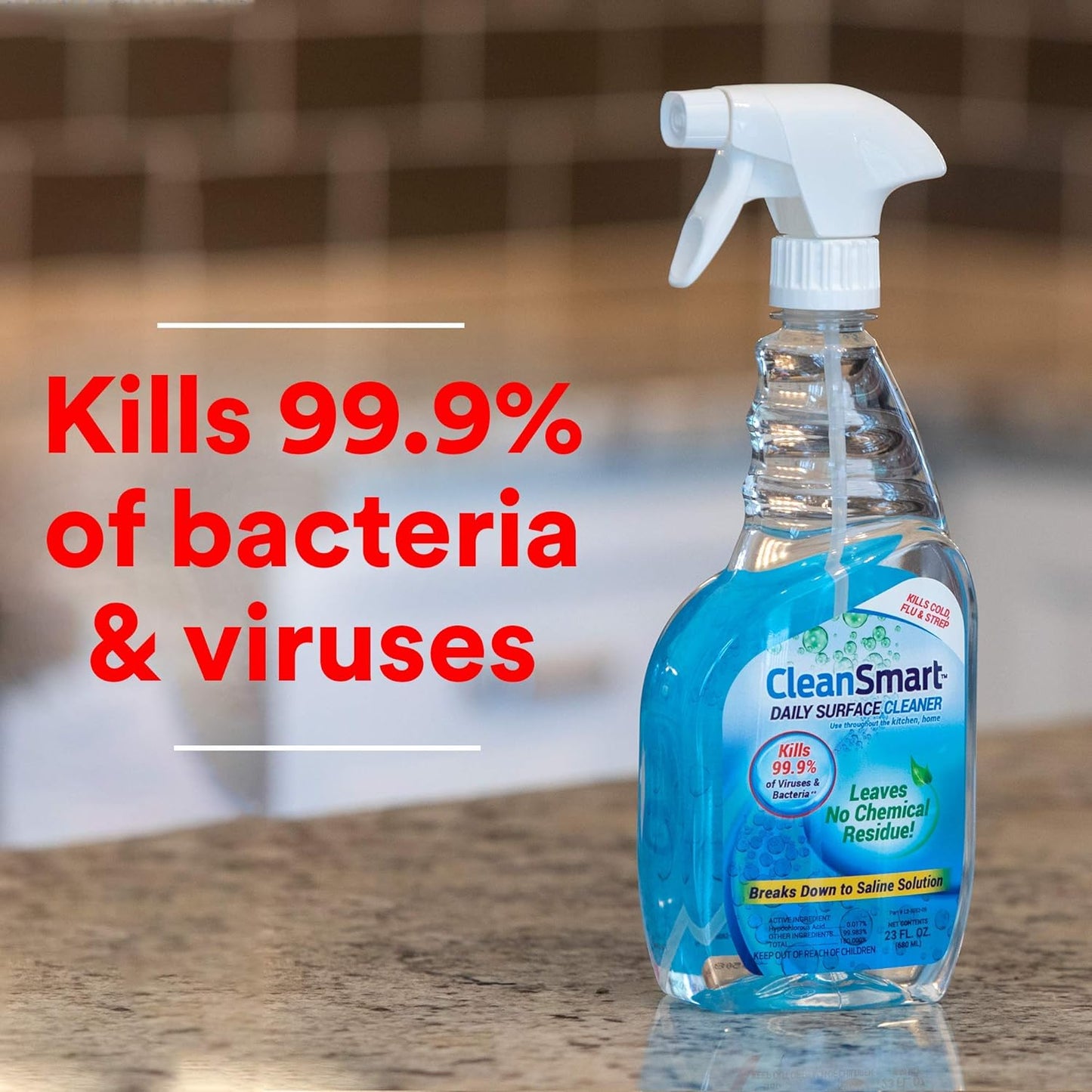 CleanSmart Daily Surface Cleaner and Pet-Safe Disinfectant, Kills 99.9% of Viruses, Bacteria, 23 ounce Bottle (Pack of 2)