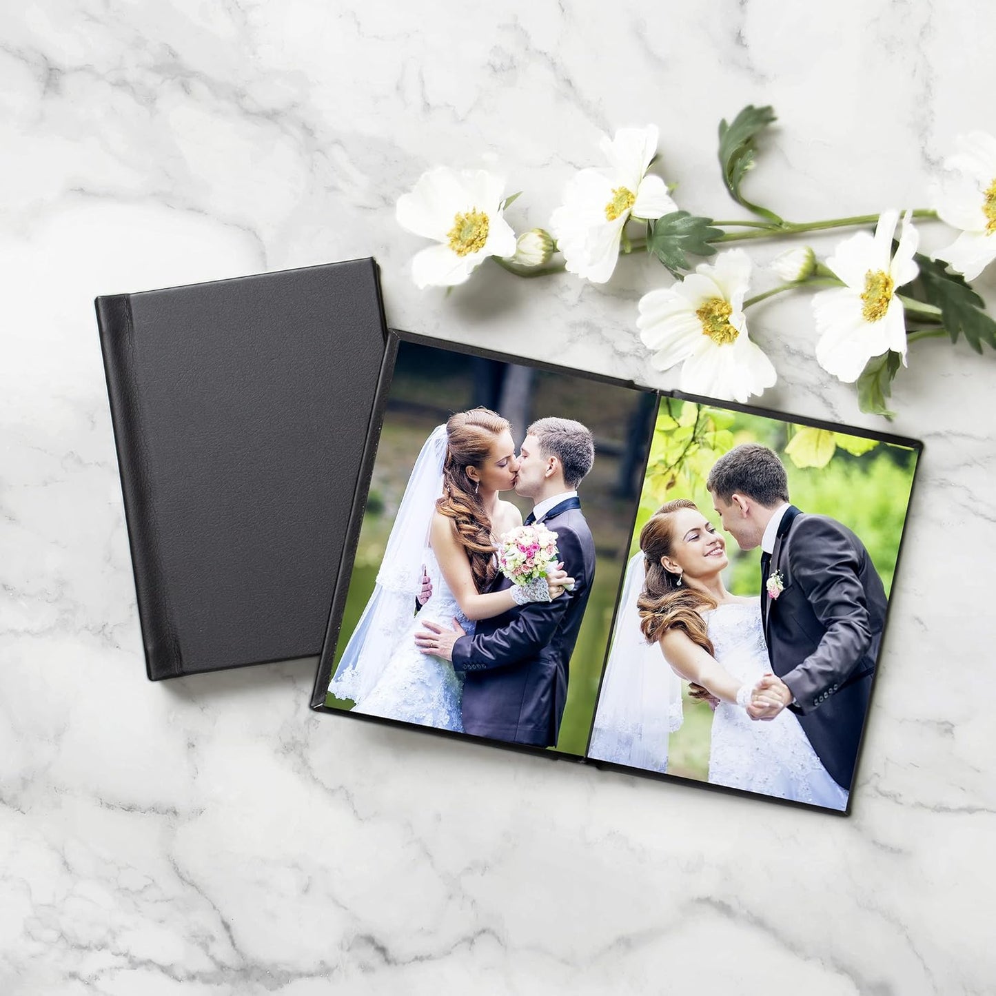 Neil Enterprises Inc. 5" x 7" Black Leather Self-Stick Photo Album - Holds 20 Photos