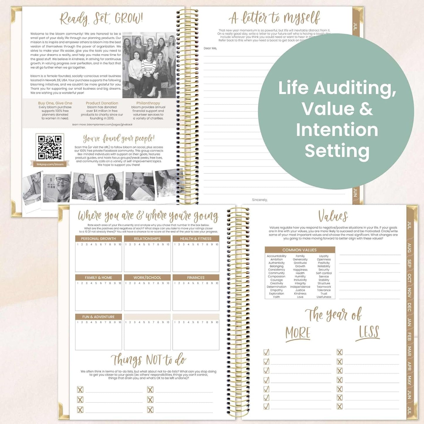 bloom daily planners 2025-2026 Hardcover Academic Year Goal & Vision Planner (July 2025 - July 2026) - Monthly & Weekly Calendar Agenda Organizer - 7.5" x 9" - Spread Kindness Like Wildflowers