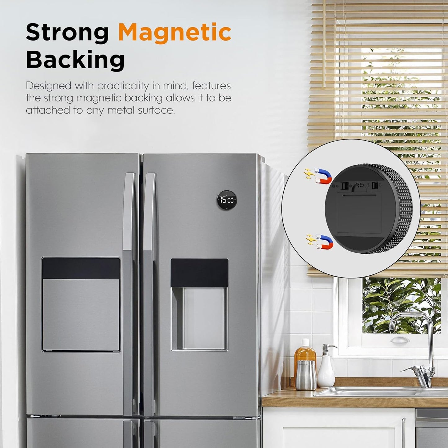 Upgrade Digital Kitchen Timer - 2 Pack Magnetic Countdown Countup Visual Pomodoro Timer with Large LED Display, 3-Preset Times, 3 Volume Levels, Ideal for Cooking, Baking and Fitness (2, Black)