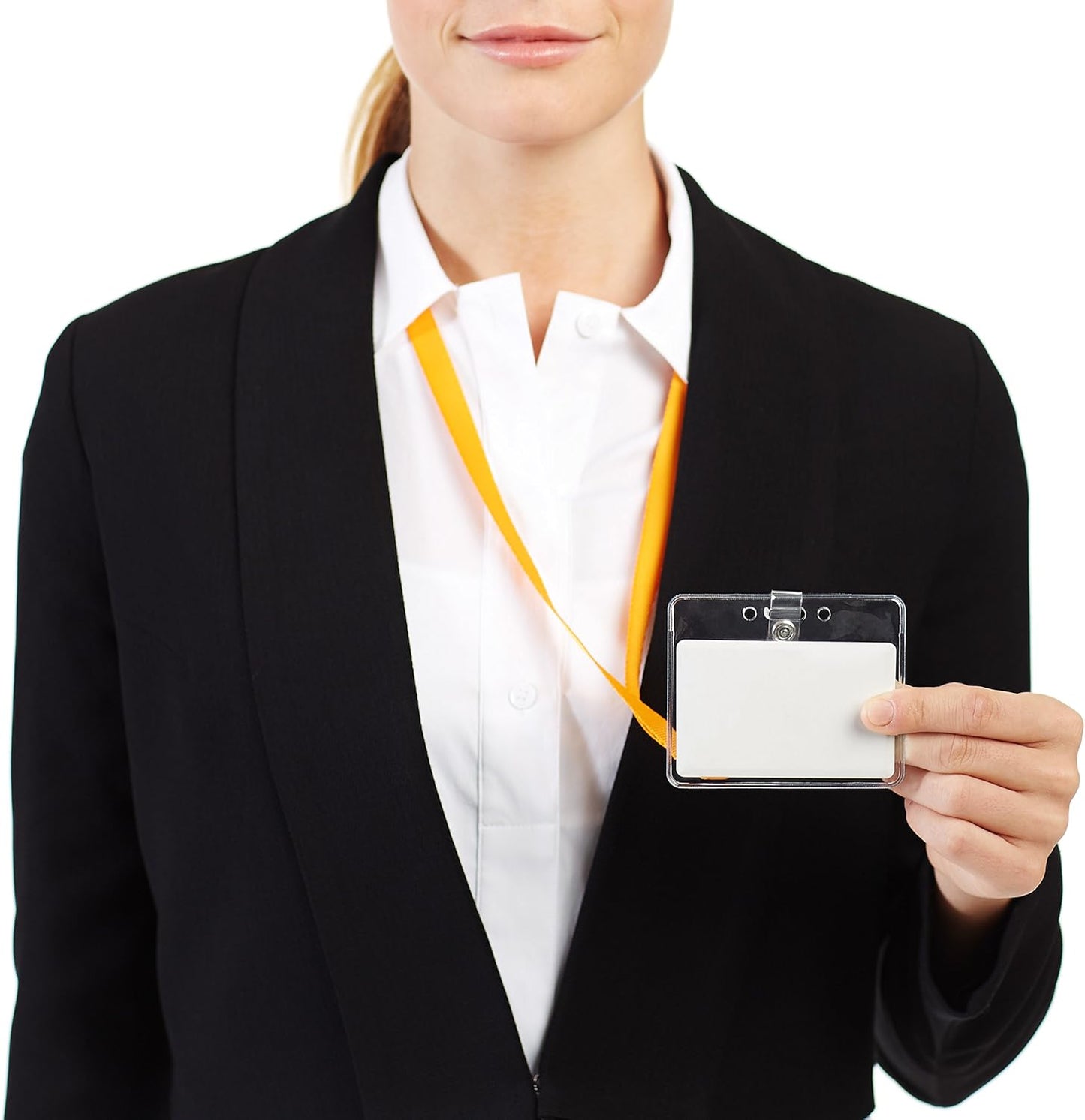 Amazon Basics ID Badge Holders, Horizontal Clear Plastic 3.38" x 2.38", Pack of 50