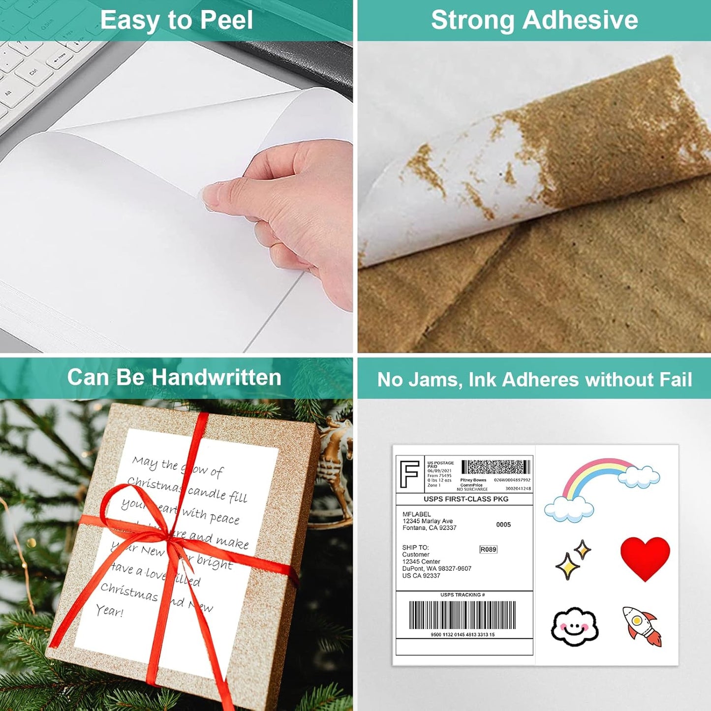 MFLABEL Half Sheet Shipping Labels 8.5x11 Inch - No Cut Needed! Self-Adhesive 8.5"x5.5" Labels for Laser/Inkjet (2000 Sheets = 4000 Labels) + Free 192 Fragile Stickers - FBA, UPS, FedEx