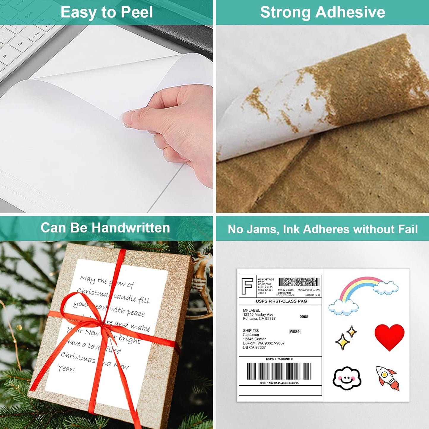 MFLABEL 8.5 x 11 Inch Half Sheet Shipping Labels - 1000 Adhesive Sticker Papers for Laser & Inkjet Printer (500 Sheets, 48 Free Fragile Stickers) - Ultimate Pack for FBA, Packages & Mailings