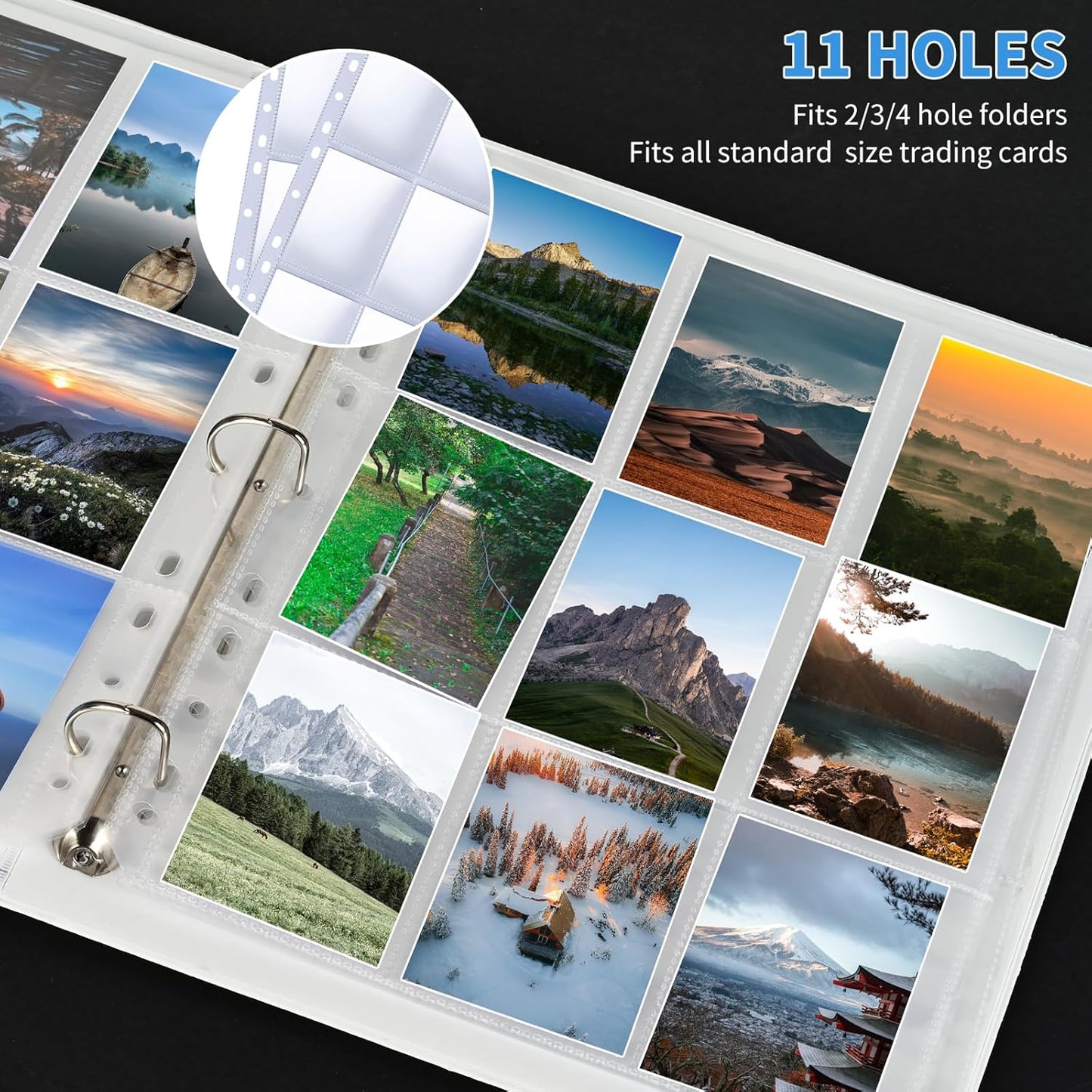 400 Pack 9 Pocket Trading Card Binder Pages, Holds 7200 Cards, Thickened Binder Sleeves, 3 Ring 9 Pocket Sheets for Sports Cards, Coupons Cards