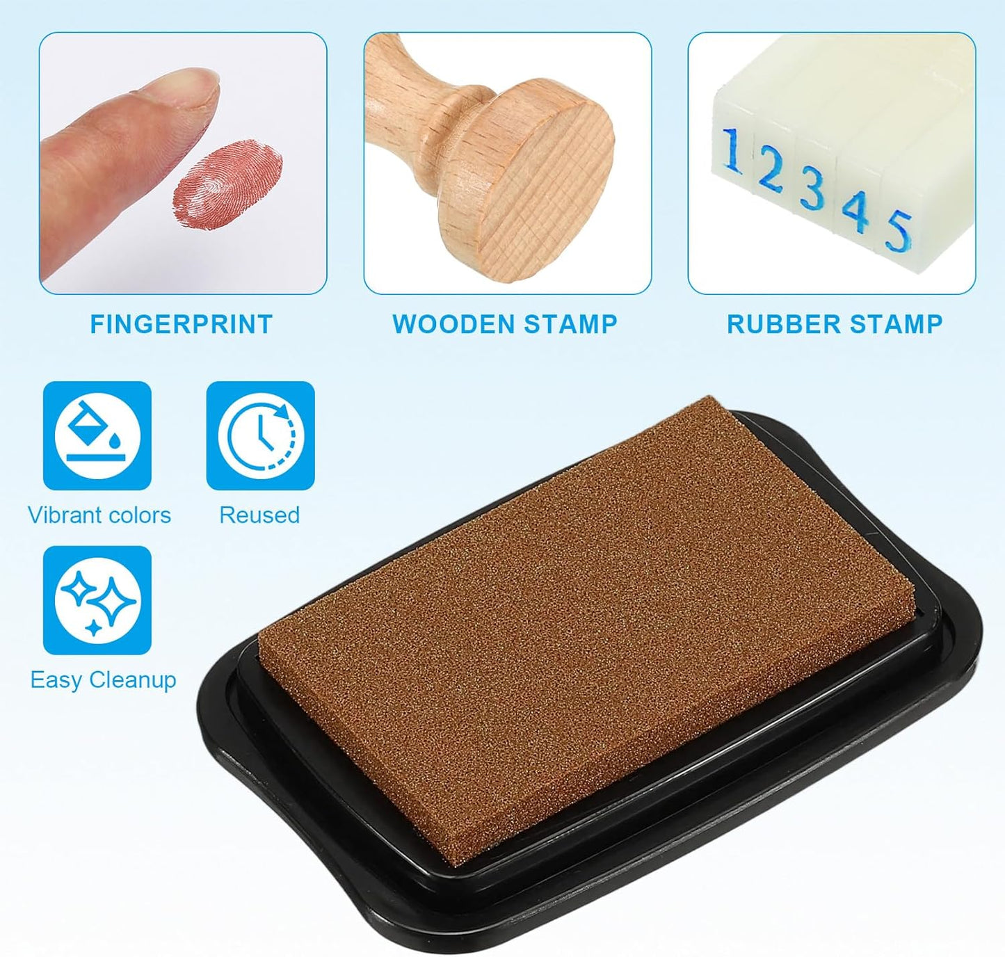 PATIKIL 3"x2" Large Stamp Pad, 2Pcs Washable Craft Ink Pad for Rubber Stamp Card Making Stamping Scrapbook Fingerprint Handprint, Copper/Black