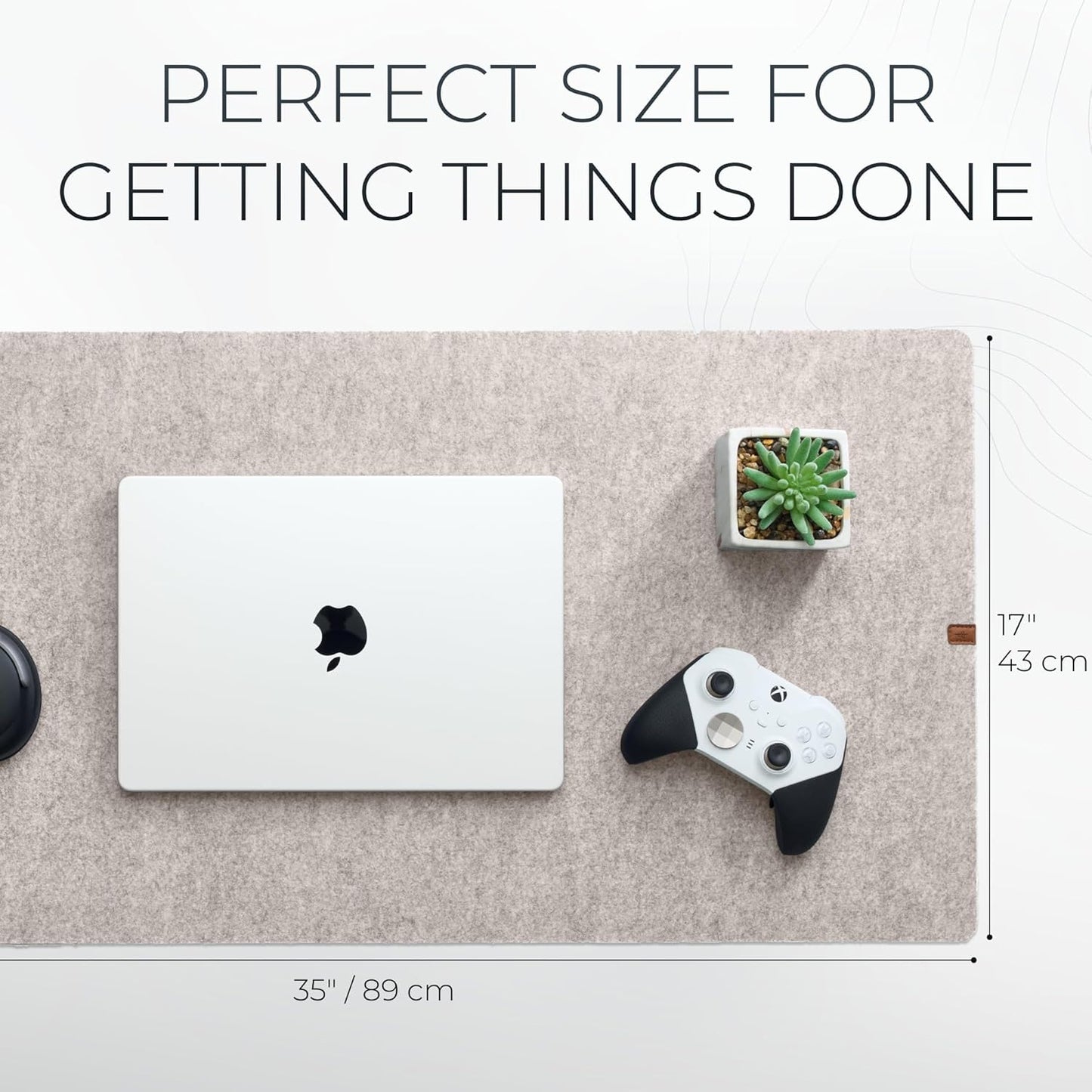 Nordik Large Felt Desk Mat – Stone Oat Beige – 35 x 17 inch – Computer Desk Mat – Keyboard and Mouse Pad – Large Desktop Felt Pad