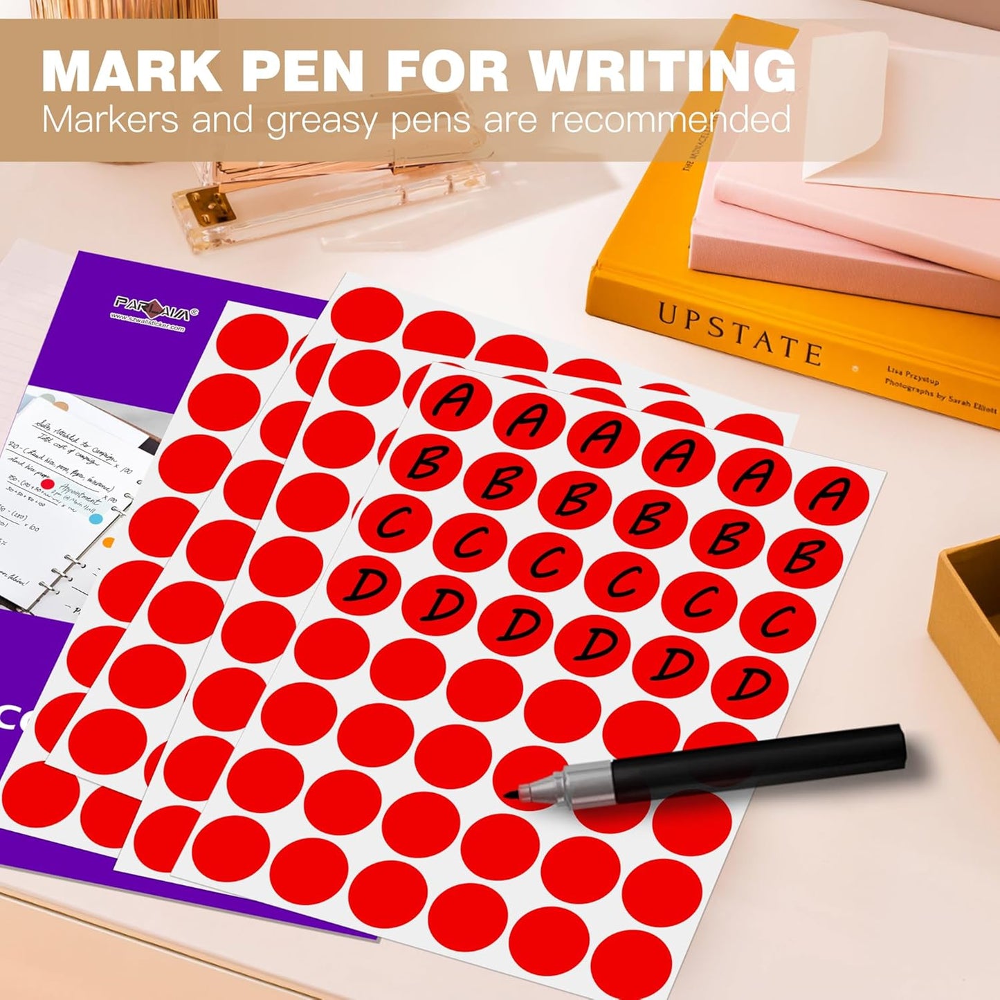 PARLAIM 1 inch Round Red Dot Sticker,720PCS Permanent Adhesive Color Code Circle Sticker Labels for Office Classroom Garage Sale