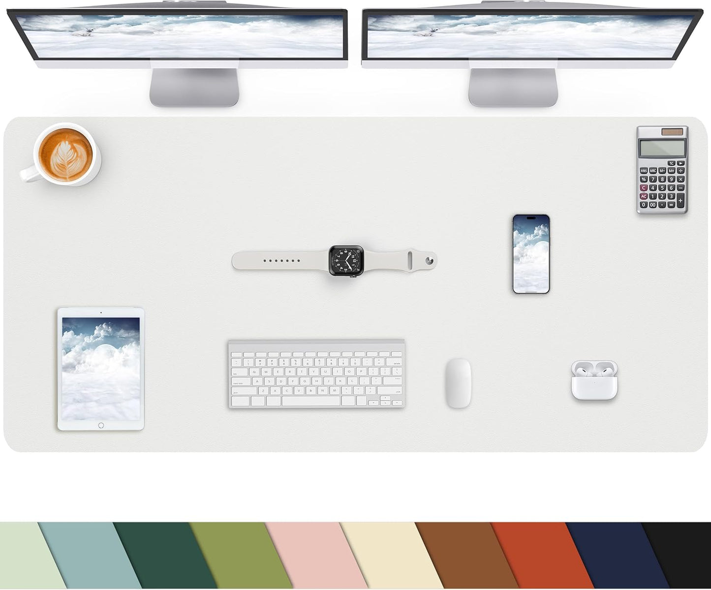 Desk mat Large, Leather Desk Pad Protector,Office Desk Mat,Mouse Pad, Non-Slip Desk Blotter, Laptop Desk Pad, Waterproof Desk Writing Pad for Office&Home (Ivory White, 48" x 24")