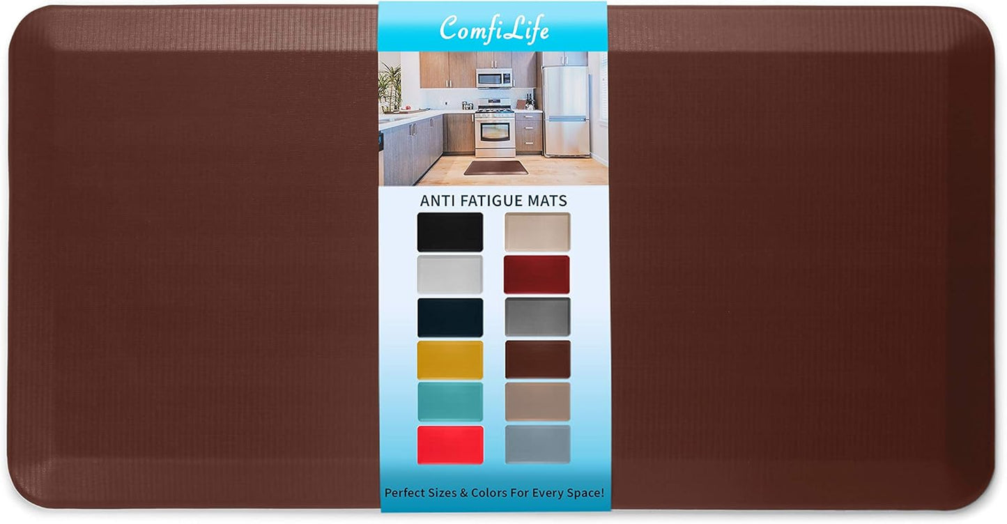 ComfiLife Anti Fatigue Floor Mat – 3/4 Inch Thick Kitchen Mats for Floor, Standing Desk Mat, Kitchen Rug – Comfort at Home, Office – Durable – Stain Resistant – Non-Slip Bottom (20" x 39", Brown)