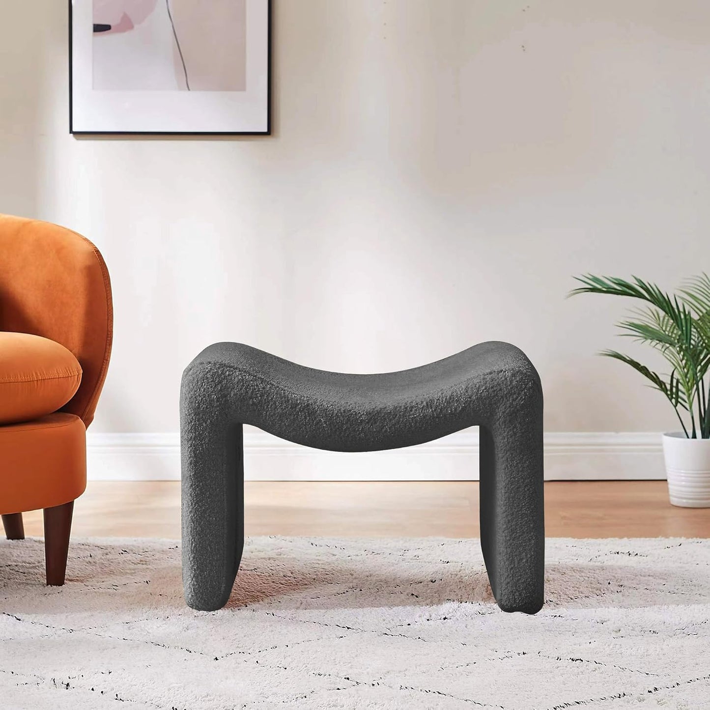 Small Footstool Ottoman, Multi-Functional Modern Foot Stool, Sofa Footrest Extra Seating for Living Room, Entryway, Hallways and Bedrooms, Small, Dark Gray