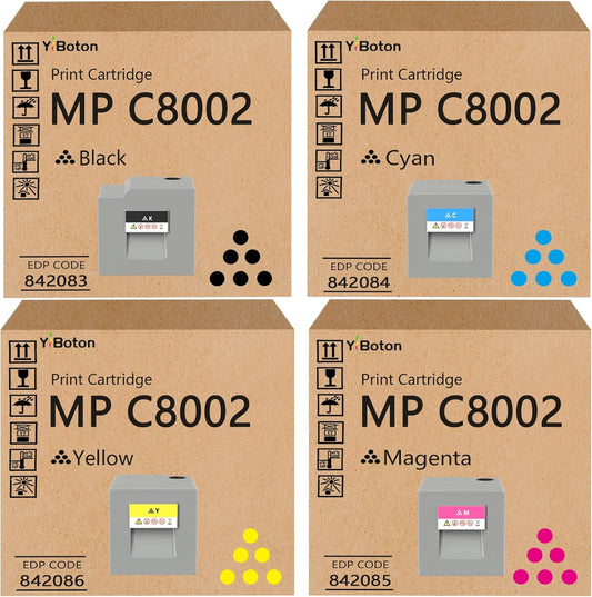 High Yield MPC8002 MPC6502 Toner Cartridge Black Cyan Magenta Yellow 842083 8422084 842085 842086 Toner Replacement for Ricoh Savin Lanier MP C6502 MP C8002 Printer