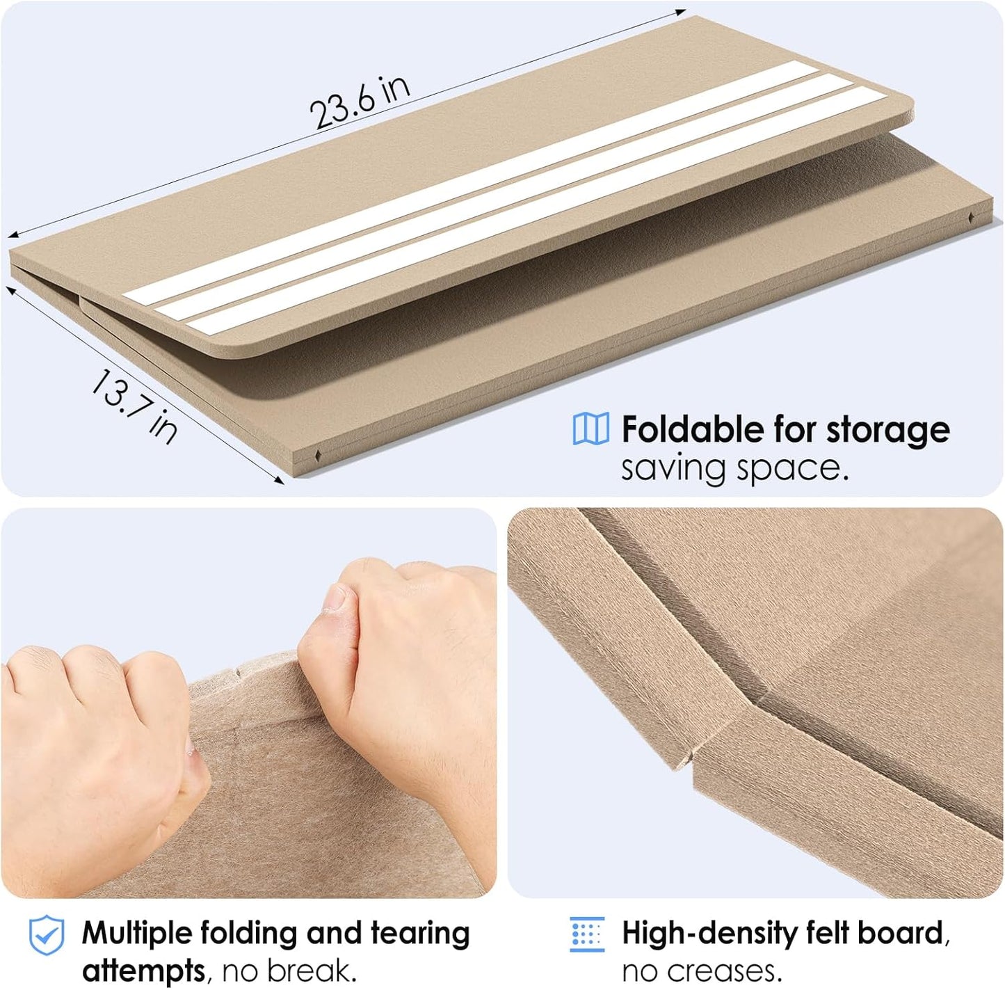 MaxGear Large Bulletin Board 36" x 24", Foldable Felt Board Vision Board Supplies, Cork Board for Office, Home, School, Small Pin Boards for Walls Decorative Display Board Beige Brown