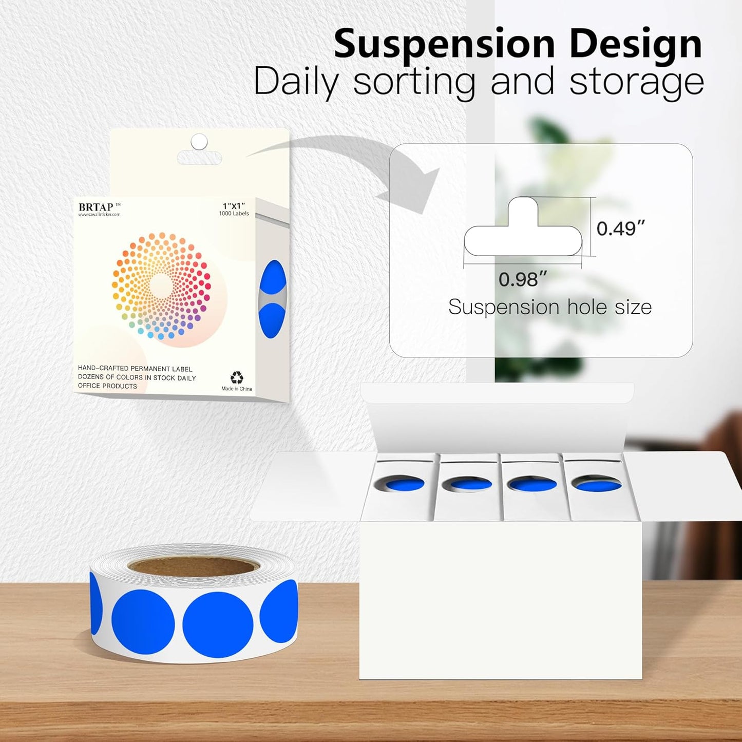 Blue 1 Inch Round Color Coding Labels with 4000 Dots, 4 Rolls - Bright Color Dot Stickers for File Folders, Inventory System - Highly Visible