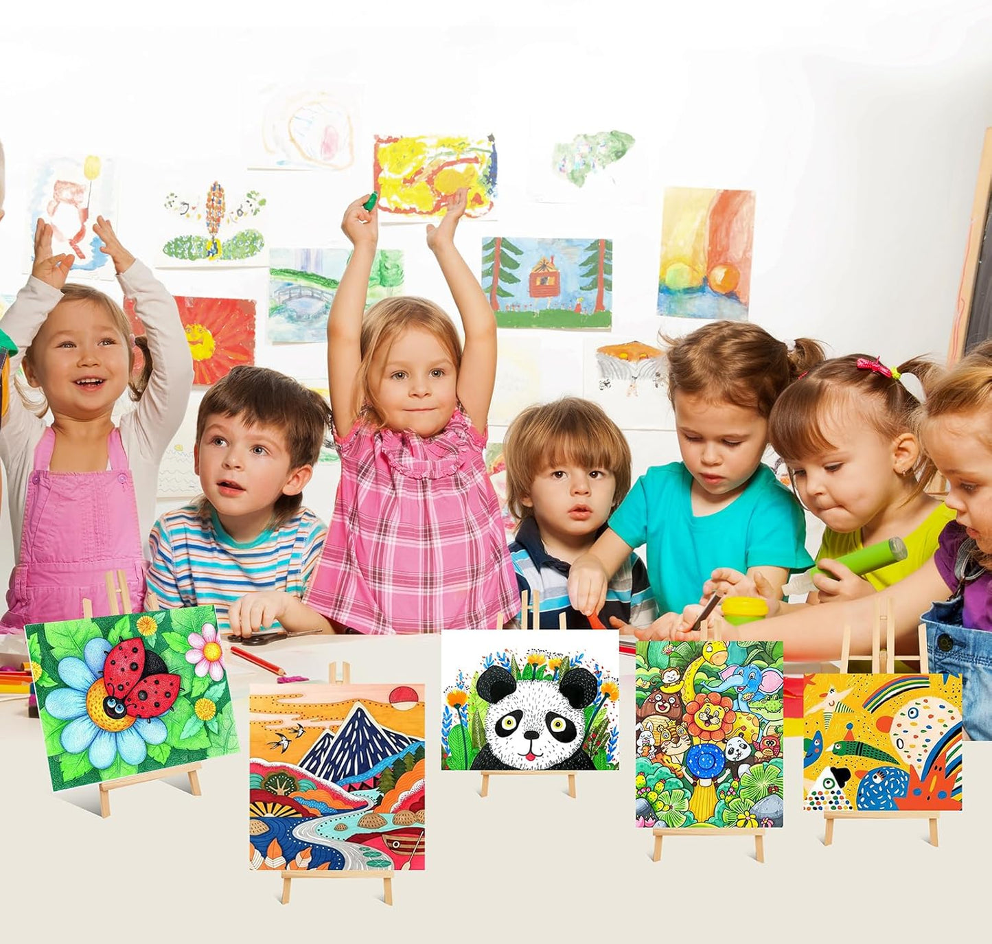 ESRICH 24 Pack 11.8" Wood Easels,Tabletop Easel for Painting,Painting Party, Displaying Canvases, Kids Student Table School Desktop, Portable Canvas Photo Picture Sign Holder