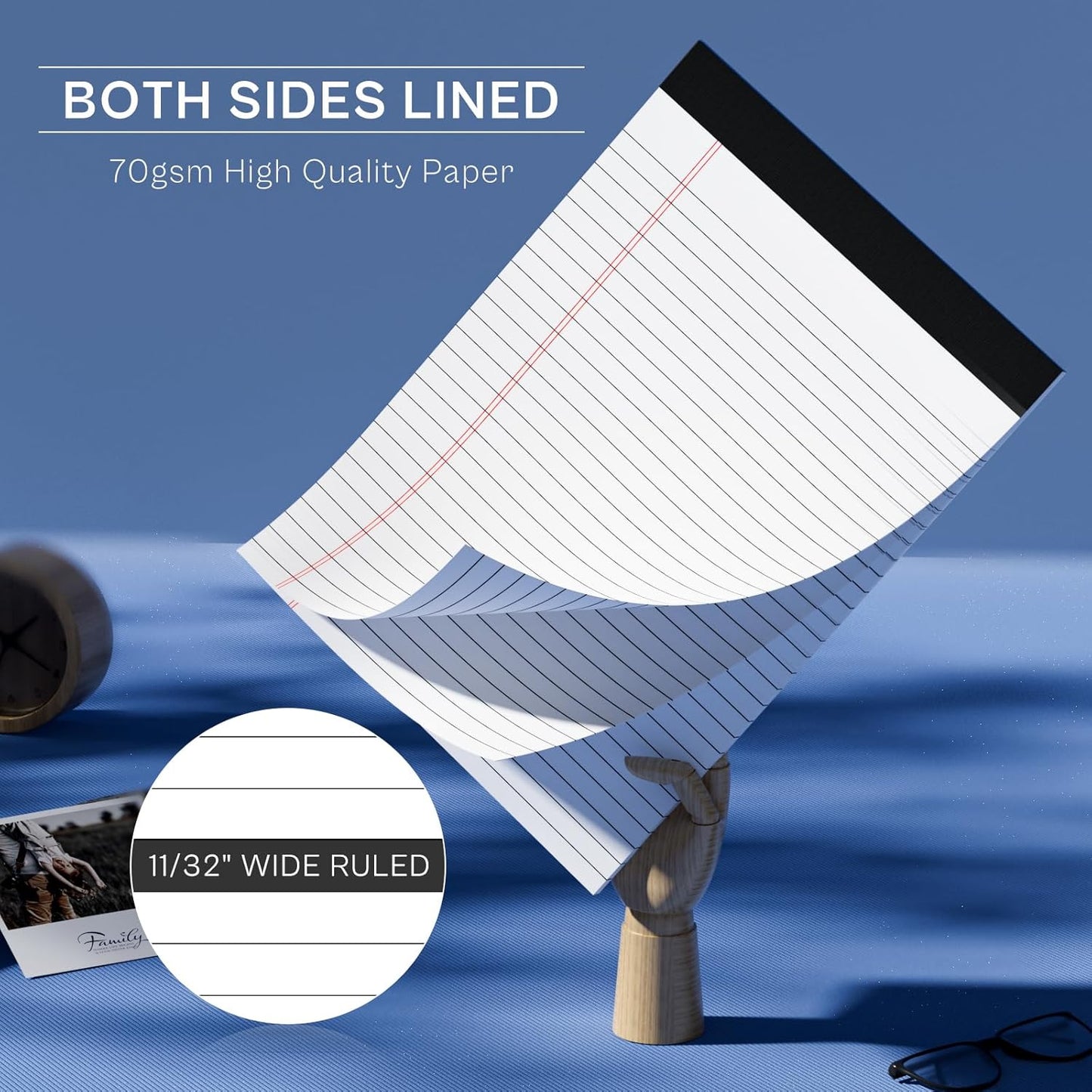 48 Pack Legal Pads 8.5 x 11,White Note Pads 8.5 x 11, Wide Ruled Legal Pads, Micro Perforated Notepads 8.5'' x 11'' with Sturdy White Back, 30 Sheet/Notepad, Writing Pad for School, Home, Office