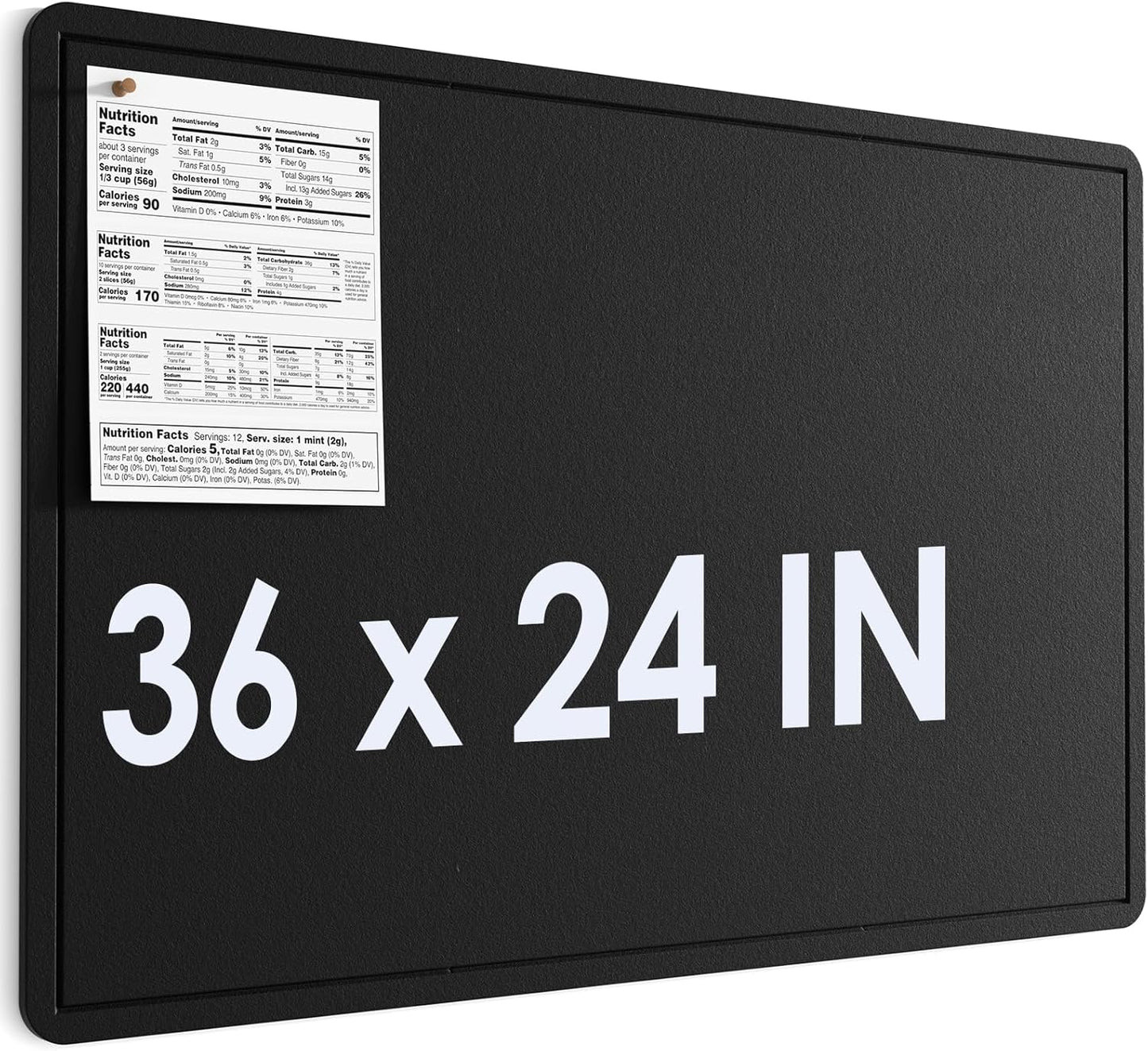 MaxGear Large Bulletin Board 36" x 24", Foldable Felt Board Vision Board Supplies, Cork Board for Office, Home, School, Small Pin Boards for Walls Decorative Display Board Black