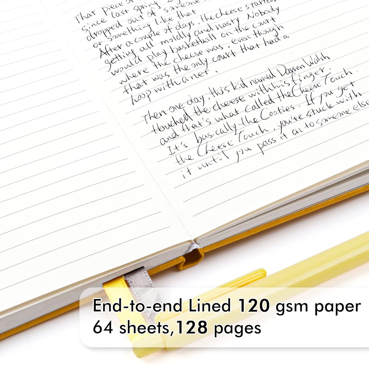 feela 5 Pack Journal Notebook Bulk for School, Hardcover Business Notebooks Classic Ruled Lined Journals with Pen Holder for Work Note Taking, with 5 Black Pens, 120 GSM, 5.1”x8.3”, A5, Yellow