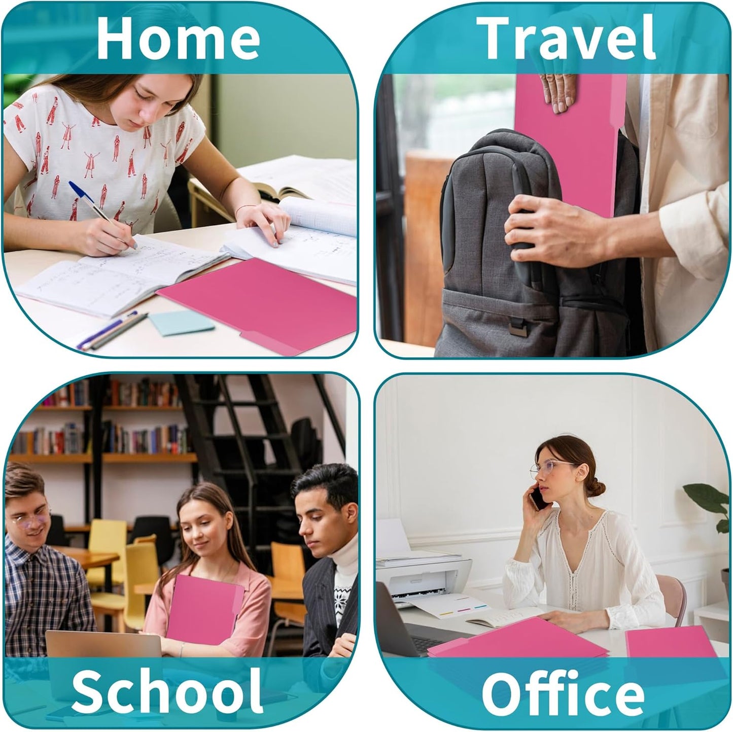 Two Tone Color File Folder 8.5 x 11 Inch,36 Packs Pink File Folders,1/3 Cut Tabs File Folder Letter Size,Manila File Folders for Office,School and Home,Organization