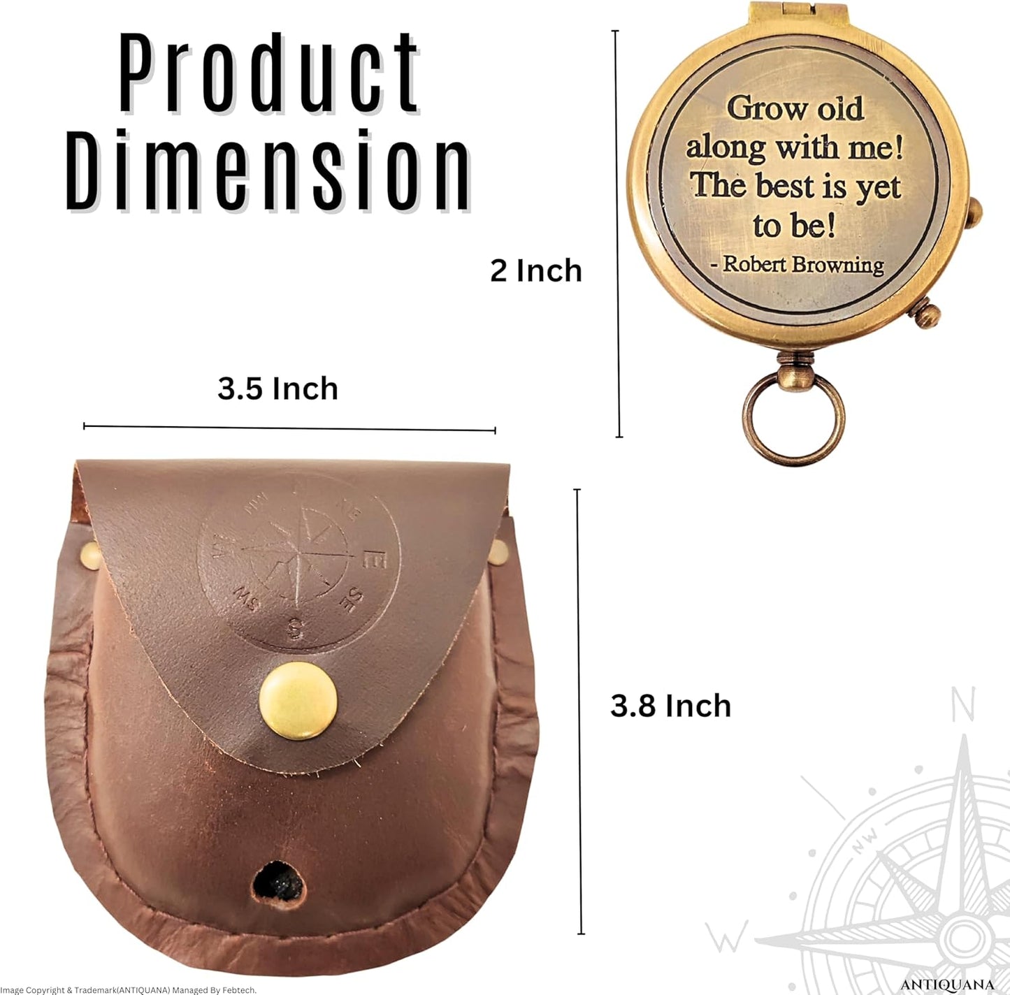 Brass Directional Engraved Compass, Baptism Gifts for Boys Girls, First Communion, Christian Gifts for Men, First Confirmation Gifts for Boys, Inspirational