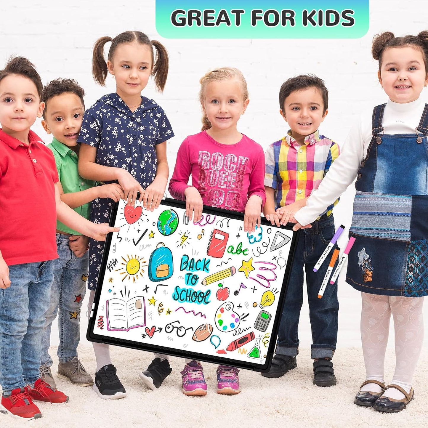 Monthly Calendar Whiteboard, 24"x18" Dry Erase Cork Board Combination for Wall, Magnetic Dry Erase Board, Double-Sided White Board, Portable Board for Office, Kitchen, Planning, Memo, School, Home