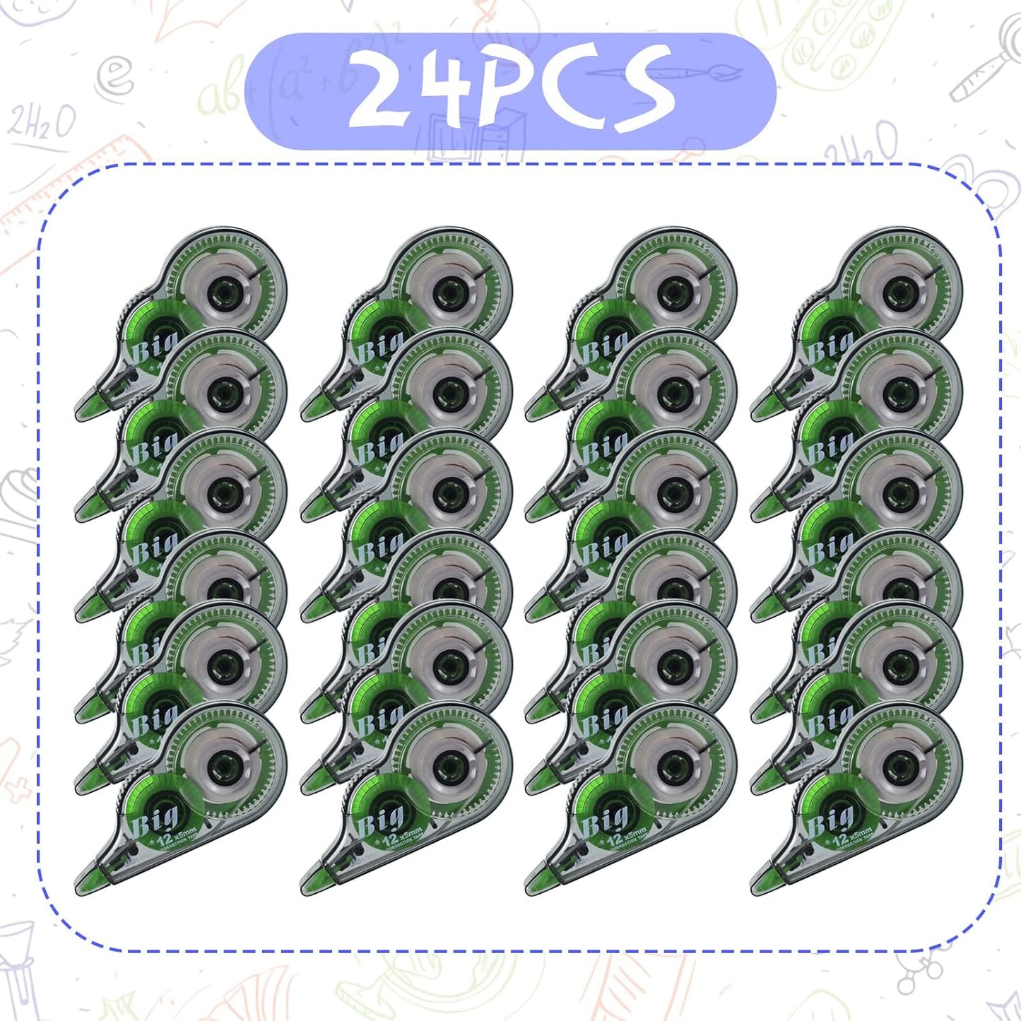 Yexiya 24 Pieces Correction Tapes Original Correction Wide Eraser Applicator Easy to Use Applicator Translucent Tapes Shows for Office Note Journal Scrapbooking, 0.2 Inch x 39.4 Feet