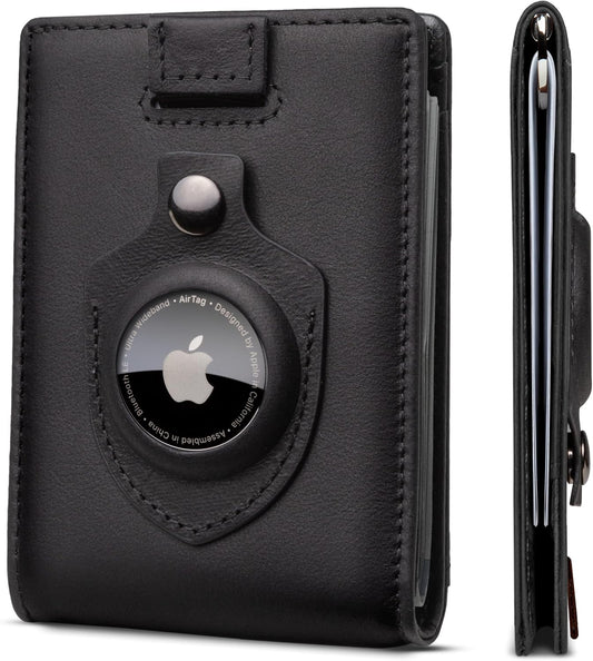 SERMAN BRANDS RFID Blocking Slim Bifold Genuine Leather Minimalist Front Pocket Wallets for Men with Money Clip Thin Mens