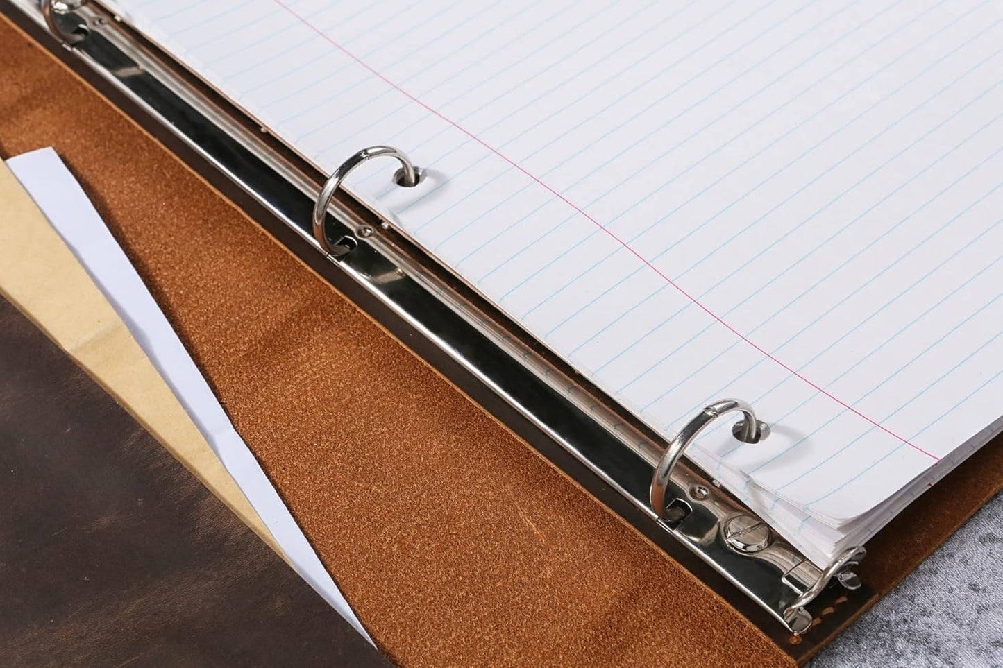 Leather business portfolio 3 ring binder for letter size 3 hole refill paper/leather organizer folder for 8.5 x 11 refillable paper