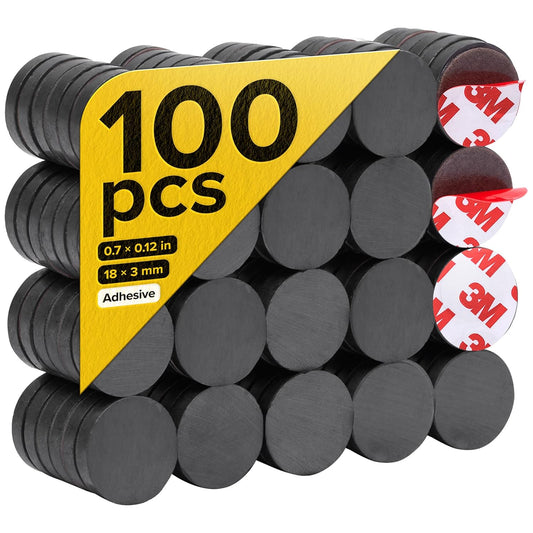 X-bet MAGNET Strong Magnets with Adhesive Backing - Heavy Duty Sticky Magnets, Refrigerator (0.7"x0.12", 100 PCs)