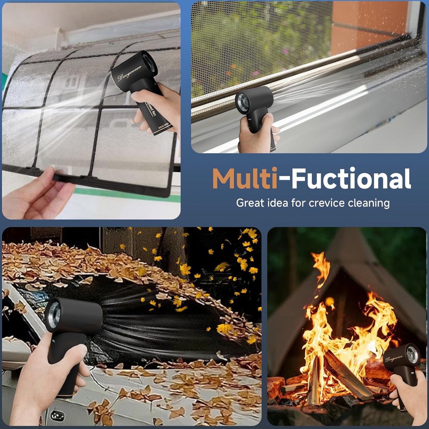 Mini Compressed Air Duster, 5 Gear Adjustable 80000RPM [Small But Powerful] Cordless Electric Air Blower, Fast Charging & Reusable Dust Cleaner for Computer, Keyboard, House & Car (Black)