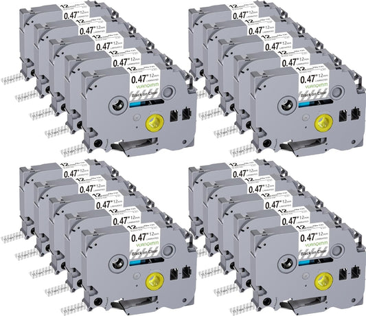 20-Pack TZe131 TZe TZ Tape 12mm 0.47 Laminated Clear Label Tape Compatible with Brother P Touch Label Maker Tape TZe-131 TZ-131 TZ131 for Brother PTD210 PTD220 PTD600 PTD410 PTD202 Printer