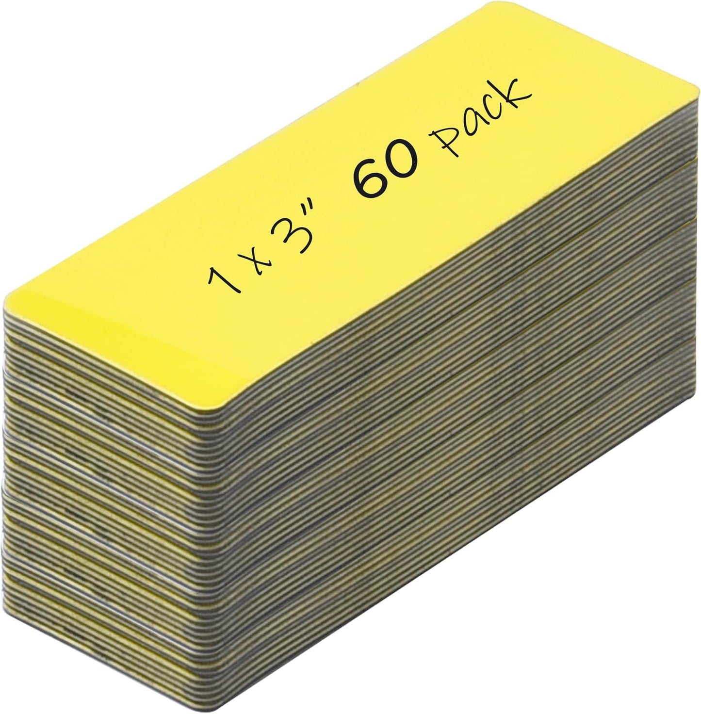 Realth Dry Erase Magnetic Labels Yellow (1'' × 3'' 60 Pcs),Blank Magnets for Whiteboard, Washable Reusable Magnetic Sheets for Classroom Fridge Office, Name Tags for Teachers Students