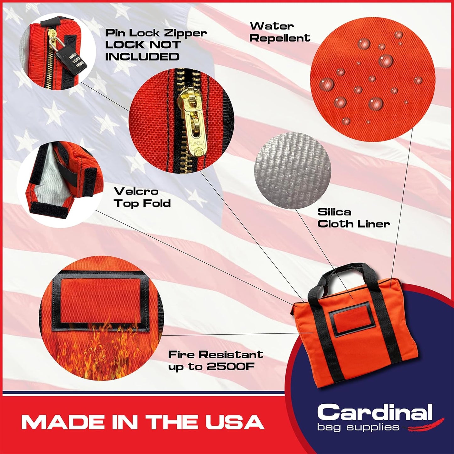 Fire Resistant and Water Repellent Briefcase Document Bag 14 x 11 x 3 Inch