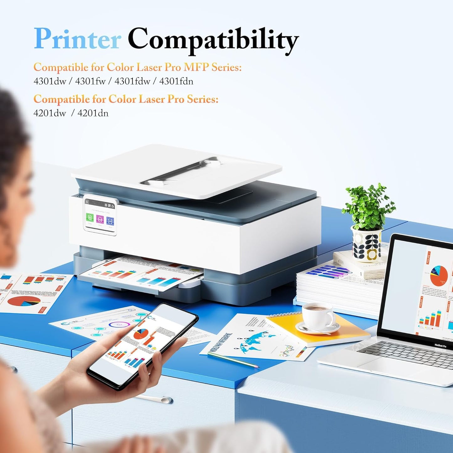 LxTek 210A 210X Toner Cartridges 4 Pack (with Chip) Replacement for HP 210A 210X W2100A W2100X Compatible with HP Color Laserjet Pro MFP 4301fdw 4301fdn Pro 4201dw 4201dn Series Printer (BCYM)