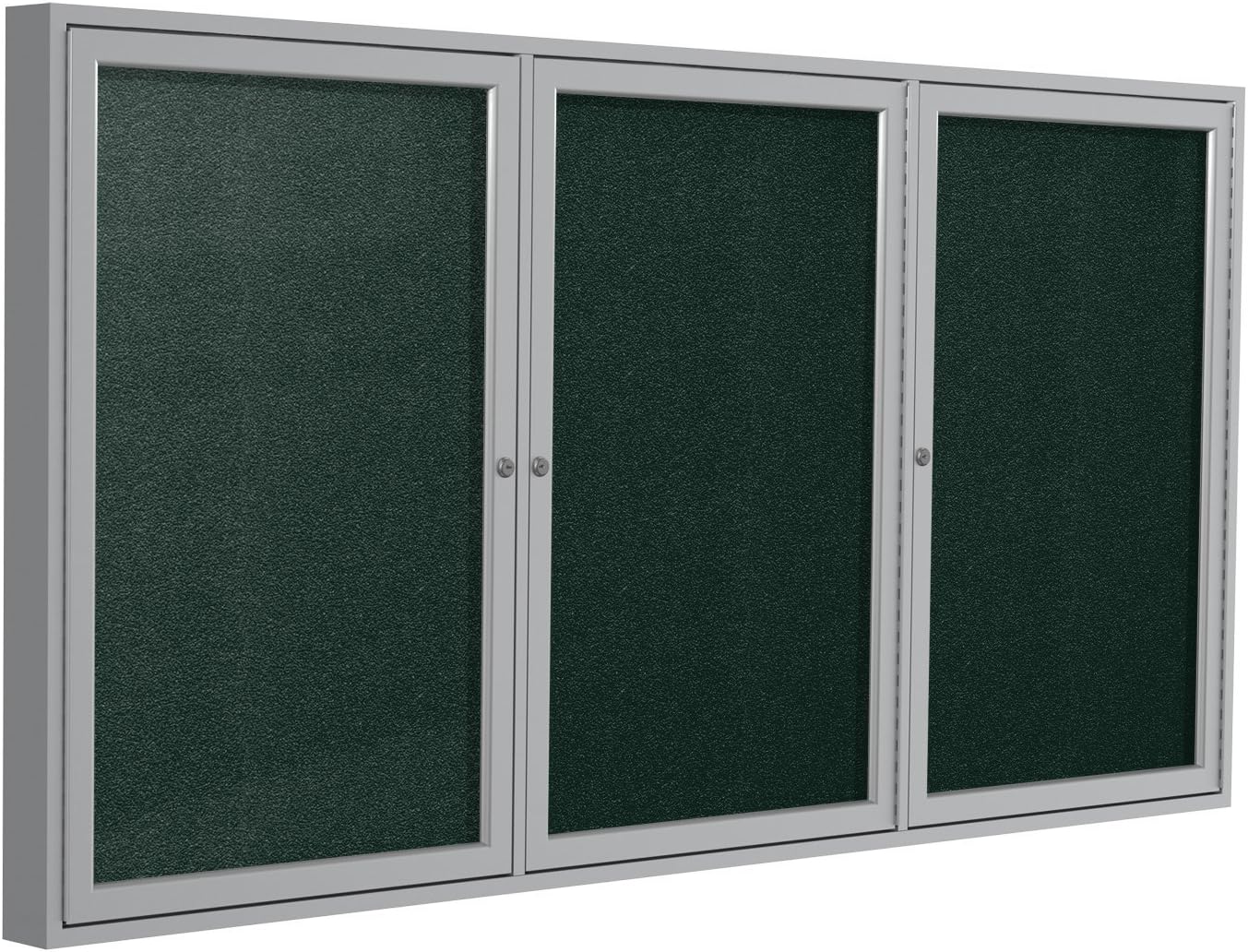 Ghent 36"x72" 3-Door Outdoor Enclosed Vinyl Bulletin Board, Shatter Resistant, with Lock, Satin Aluminum Frame - Ebony (PA33672VX-183), Made in the USA