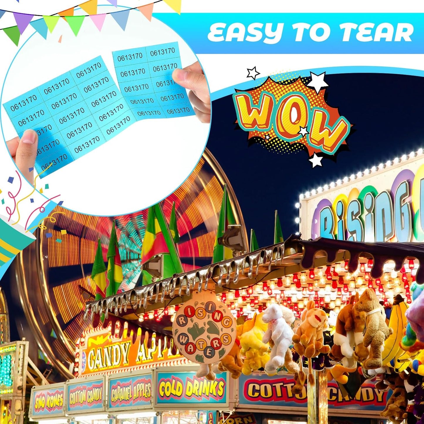 Kosiz 1000 Sheet 25 Bid Raffle Tickets Chinese Auction Tickets Sheets Auction Fundraiser Ticket Numbered with Name and Phone Number Per Sheet Raffle Tags for Silent Auction(Lake Blue)