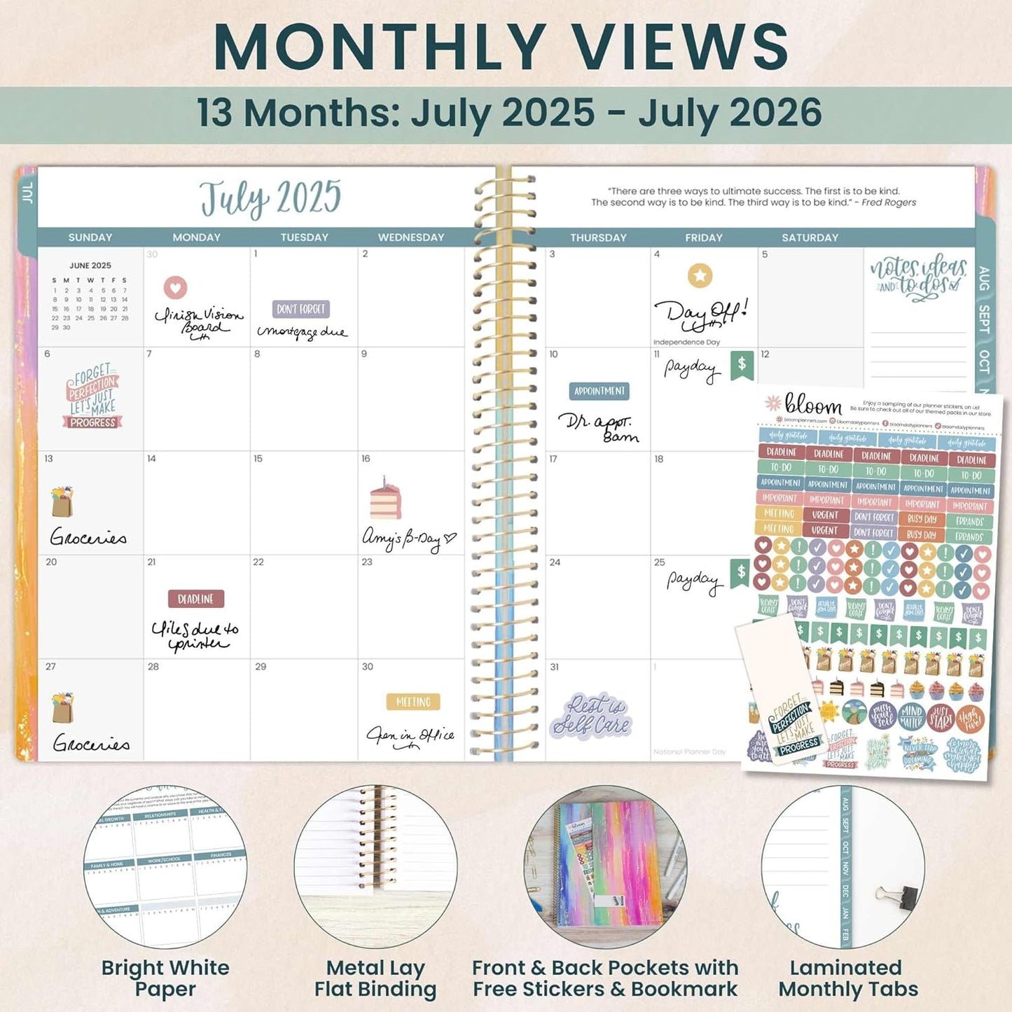 bloom daily planners 2025-2026 (8.5" x 11") Academic Year Daily Planner (July 2025 - July 2026) - Weekly & Monthly Dated Agenda Organizer with Stickers & Tabs - Creating A Life I Love