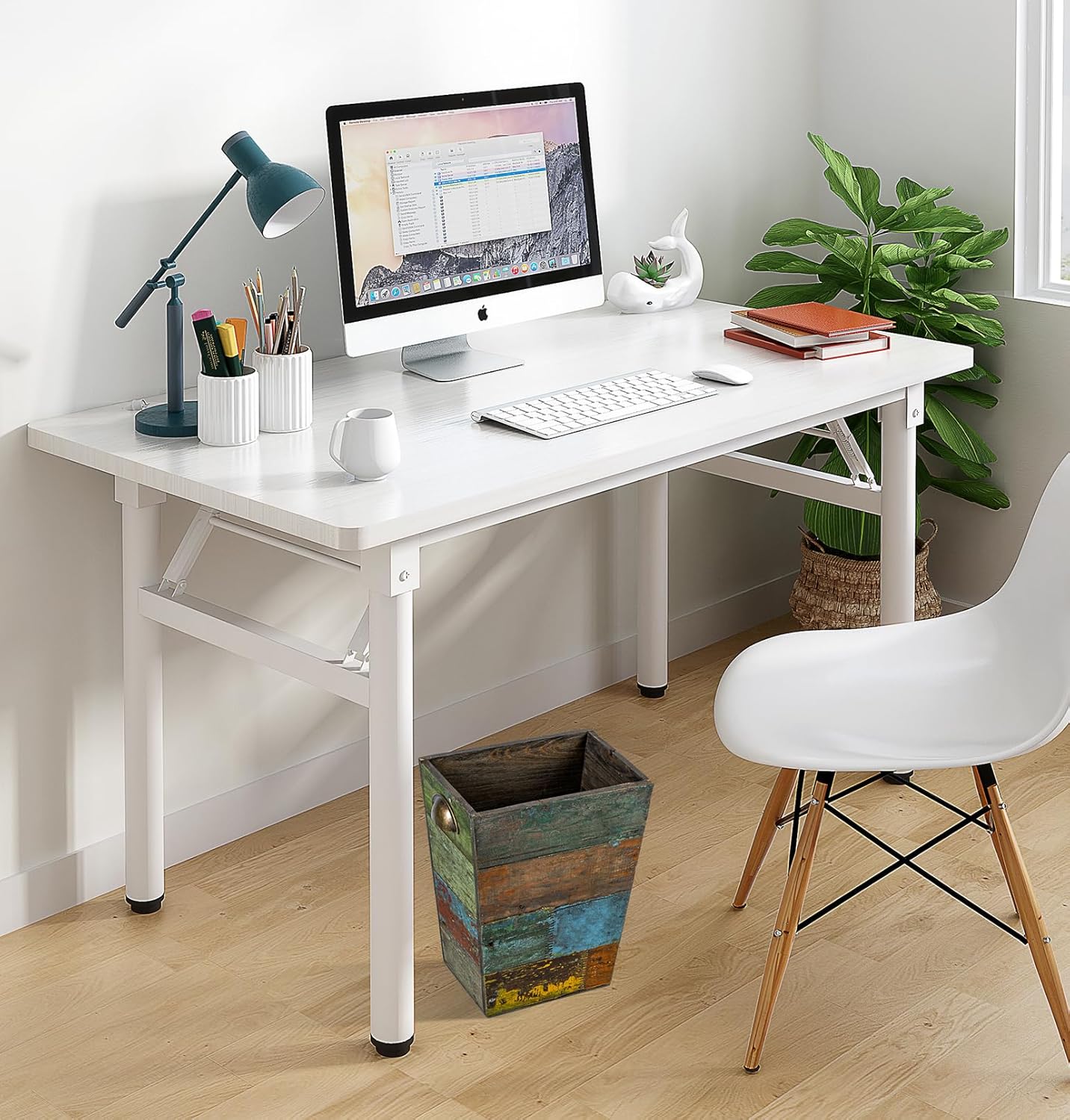 TIMRIS Small Wood Trash Can Wastebasket, Farmhouse Rectangular Garbage Can Waste Basket, Rustic Distressed Boho Wooden Trash Recycling Bin with Metal Handles, Reclaimed Wood Storage Basket (Random)