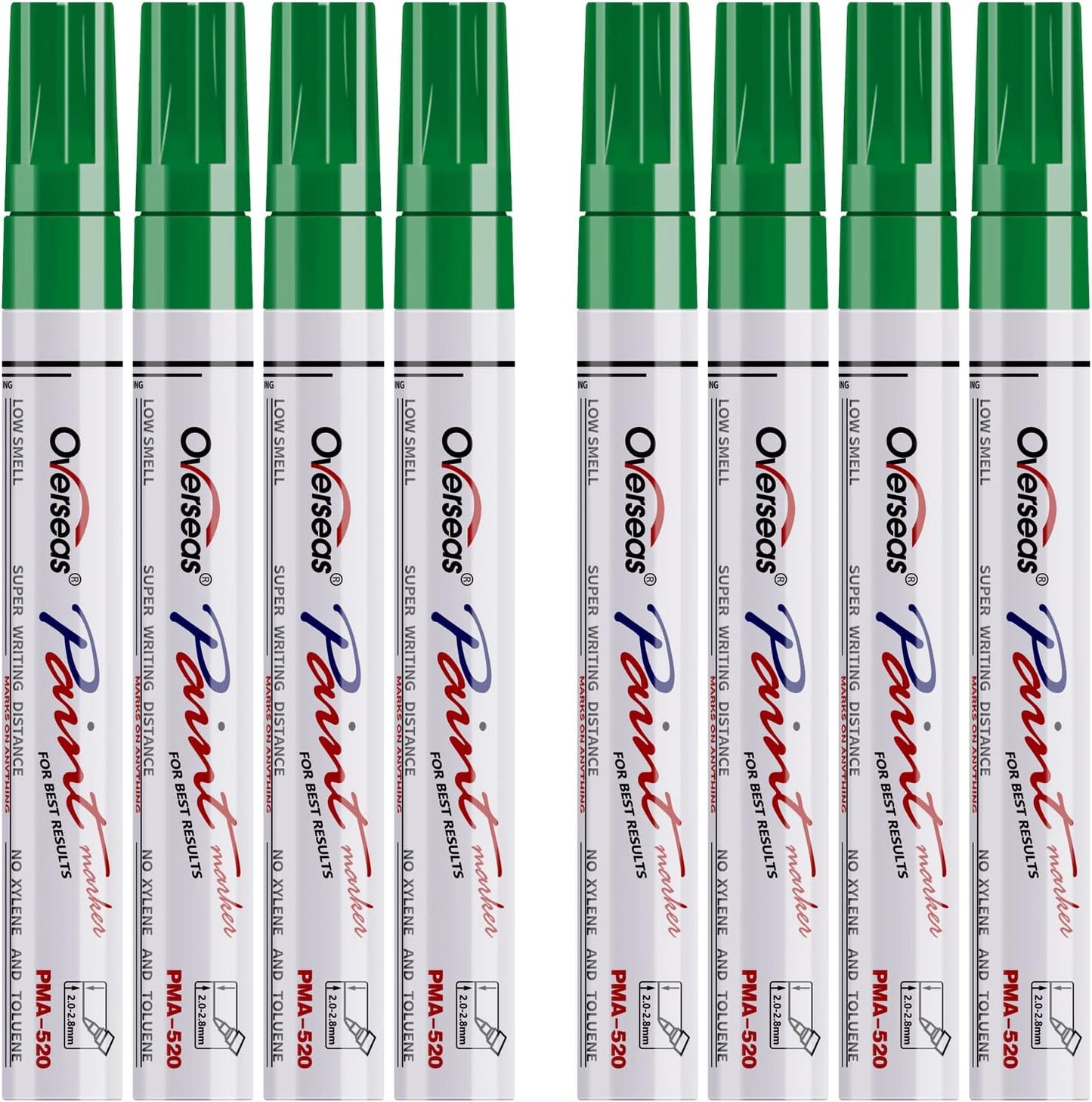 Paint Pens Paint Markers - Green Permanent Markers 8 Pack, Oil Based Waterproof Quick Dry Medium Tip Marker Pen for Metal, Wood, Fabric, Plastic, Rock, Stone, Mugs, Canvas, Glass, Art Craft