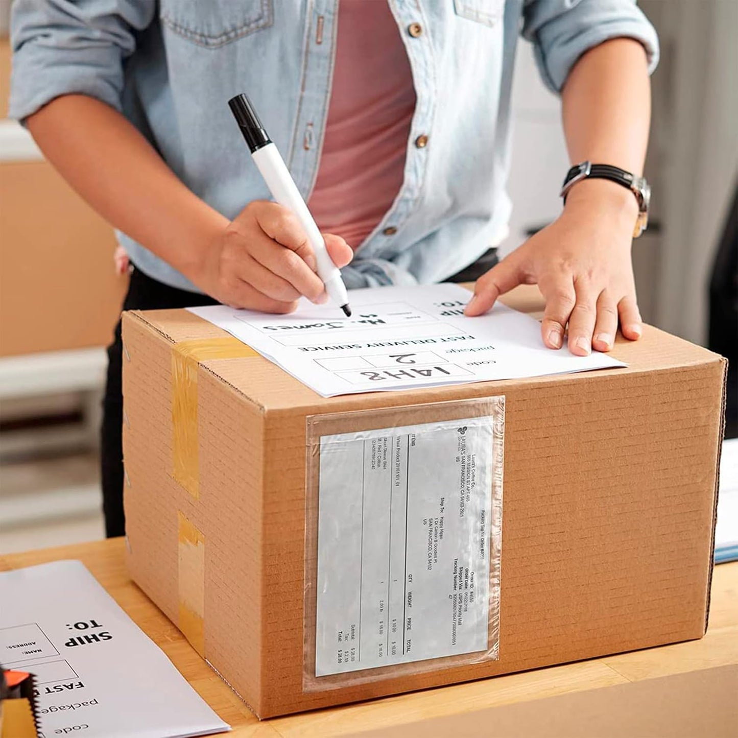 APQ Clear Top Loading Packing List Envelopes, 7 x 10 Inches. 100 Pack Packing Slip Envelope Pouches. Self-Seal Plastic Shipping Label Pouches. Durable Packing List Mailing Envelopes for Documents