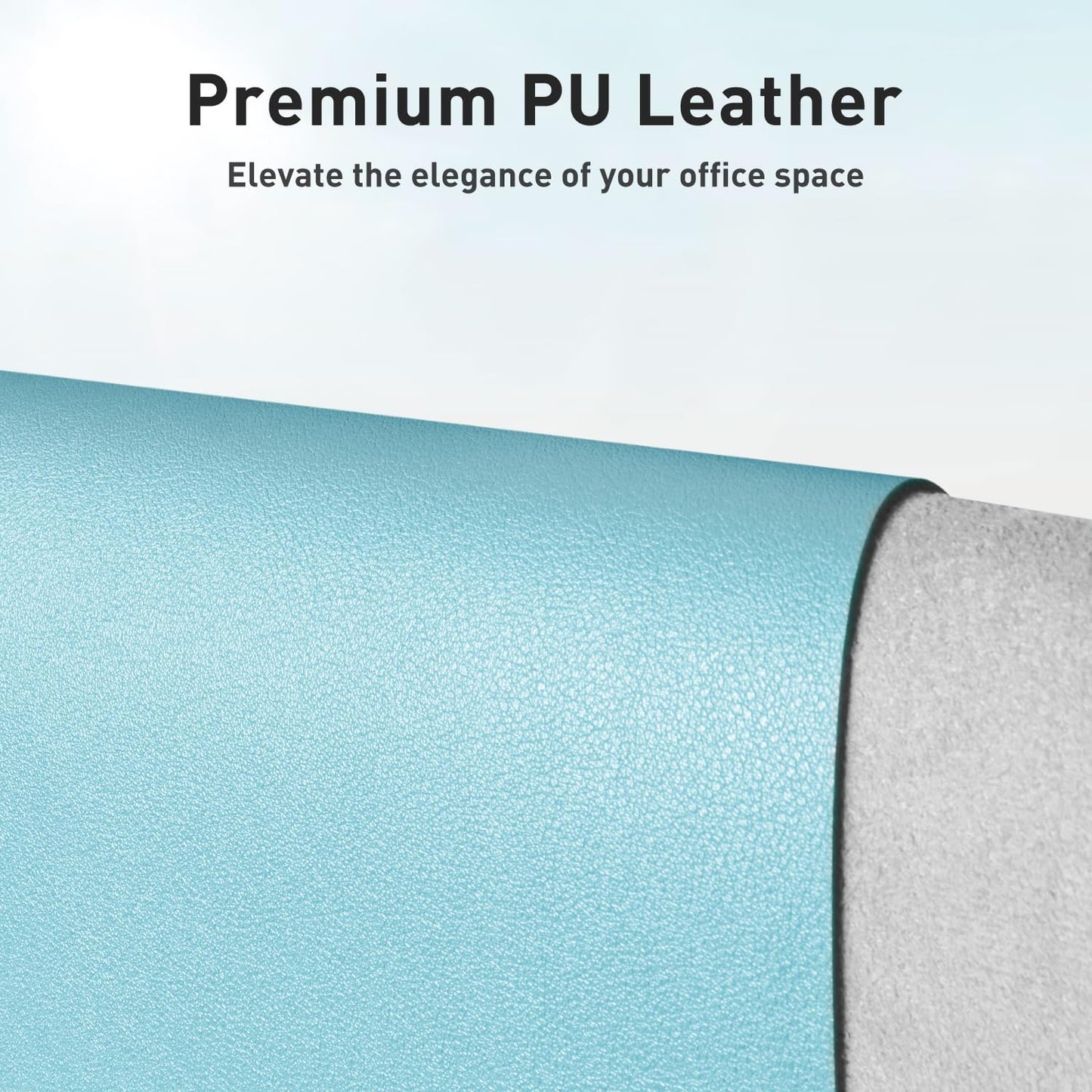 Aothia Large PU Leather Desk Pad Protector – Non-Slip Mouse Pad & Writing Mat for Office/Home, Waterproof, Easy to Clean (48" x 17", Blue Topaz)