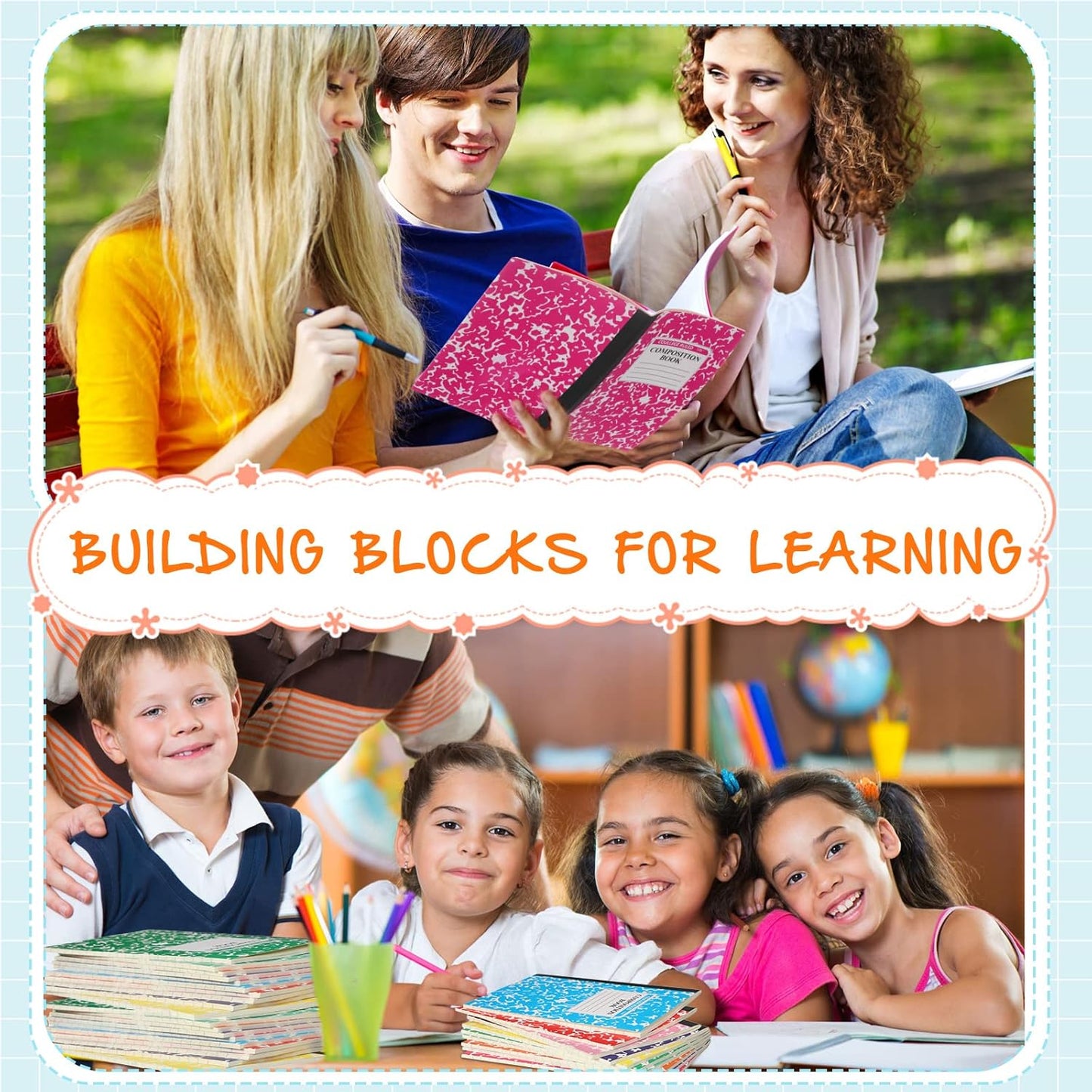 Fainne 100 Pack A5 Composition Notebooks Bulk College Ruled Composition Notebooks Marble Covers Notebook for Student Classroom Office Supplies 30 Sheet/60 Page(10 Color)