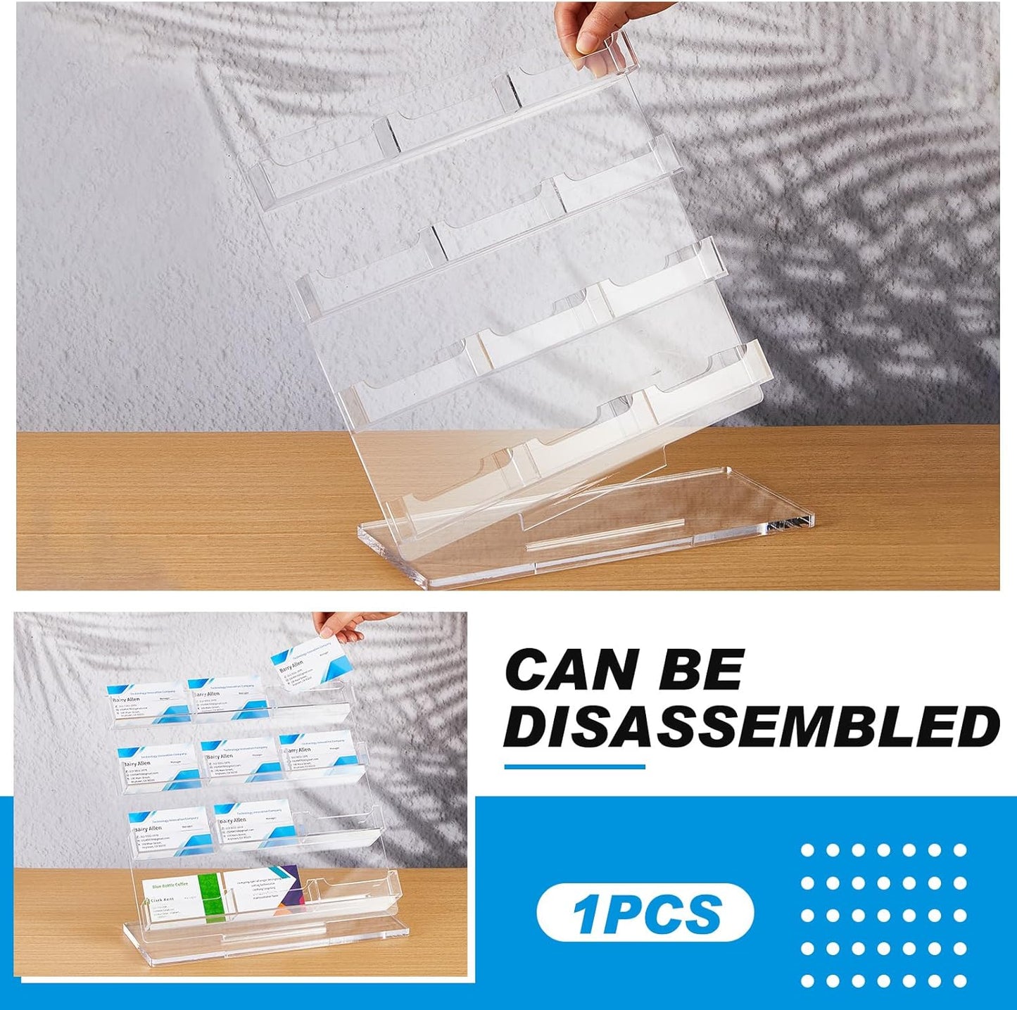 2 Pack Business Card Holder for Desk 12 Slots Freestanding Clear Acrylic Business Card Holder Display Stand Multiple Organizer for Office Meeting Exhibition Home