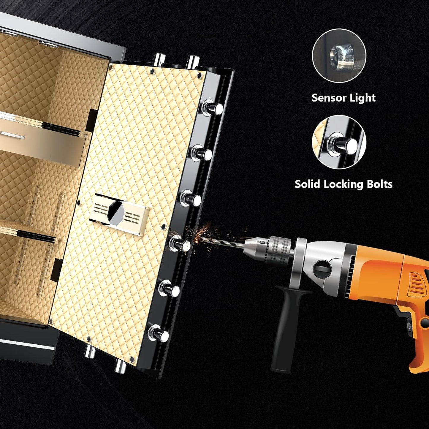 8.1 Cuft Large Home safe,Heavy Duty Fireproof Safe Box with Fireproof Waterproof Bag,Personal Document Safe with Programmable Keypad,Built-In Drawers and Removable Dividers for Money Documents